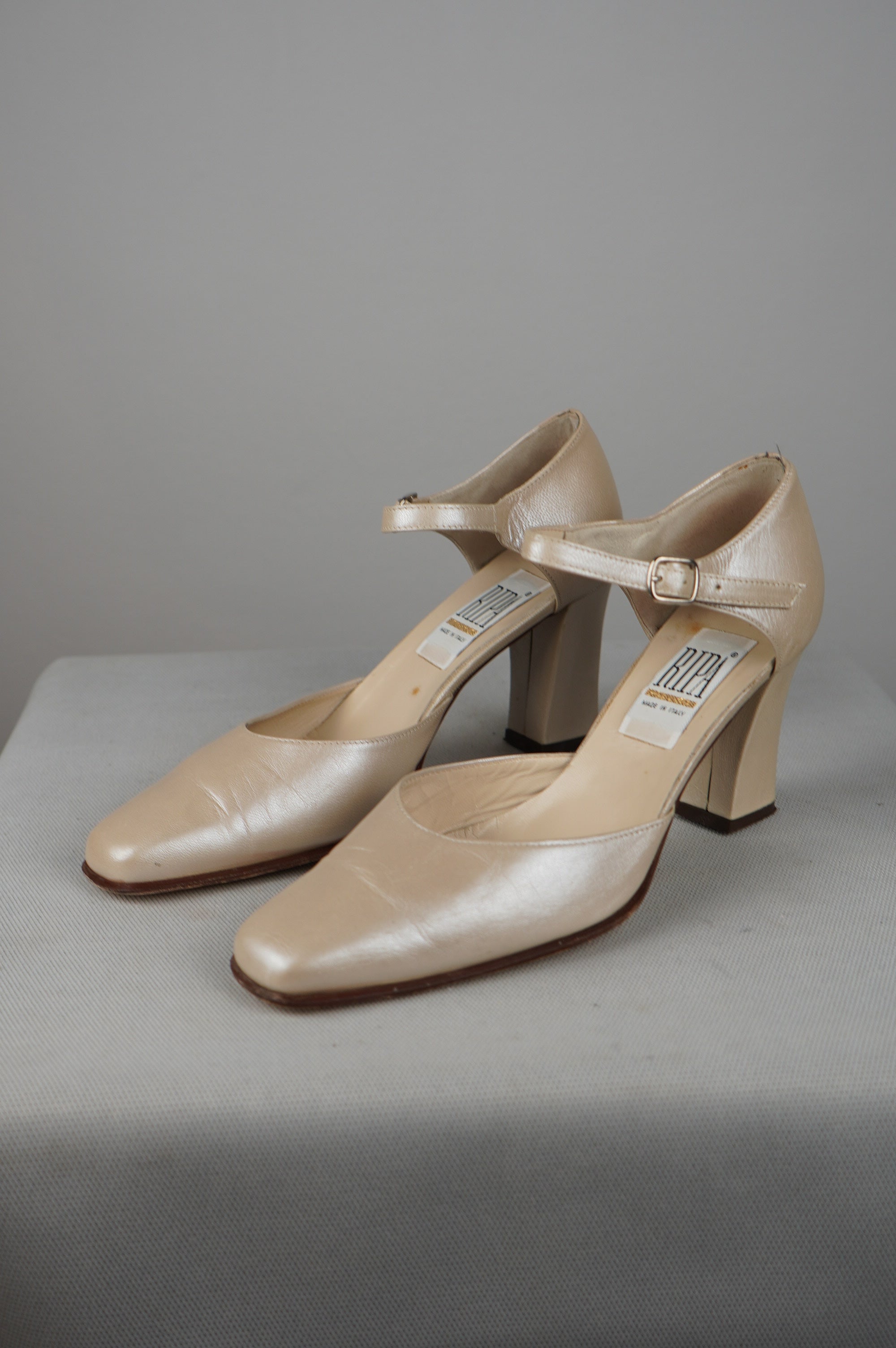 tacchi vintage punta quadra in vera pelle n 40