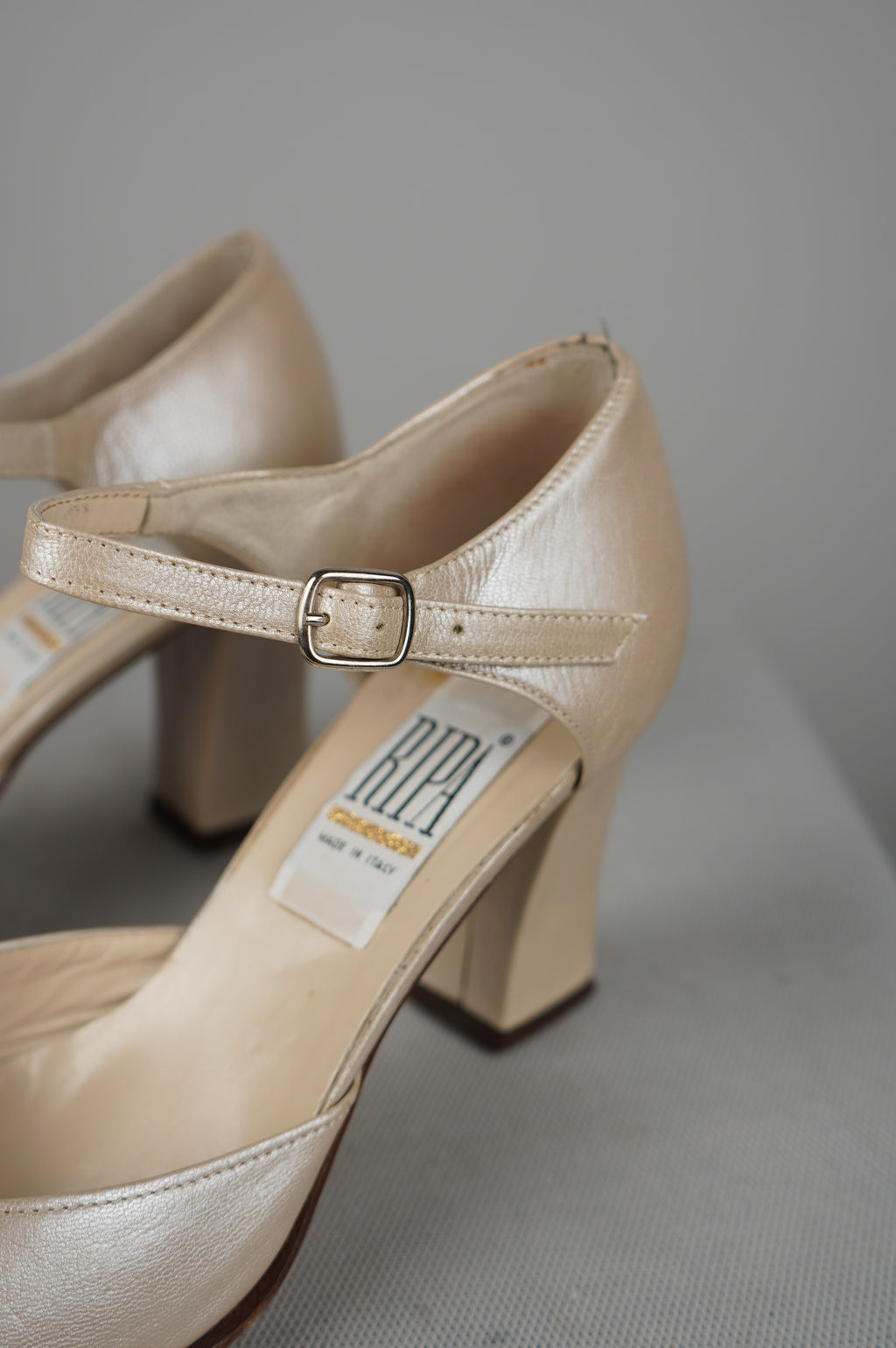 tacchi vintage punta quadra in vera pelle n 40