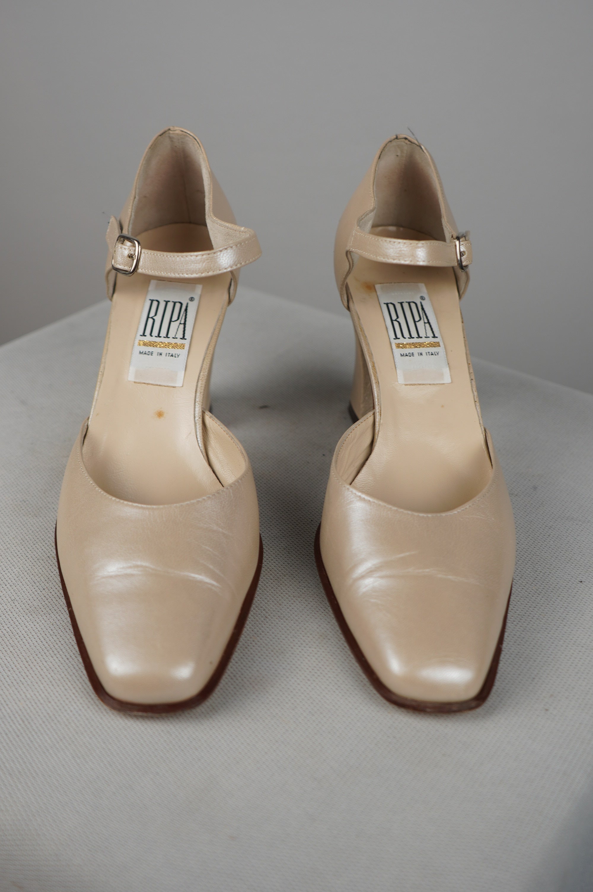tacchi vintage punta quadra in vera pelle n 40