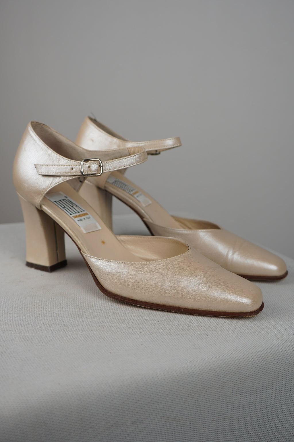 tacchi vintage punta quadra in vera pelle n 40