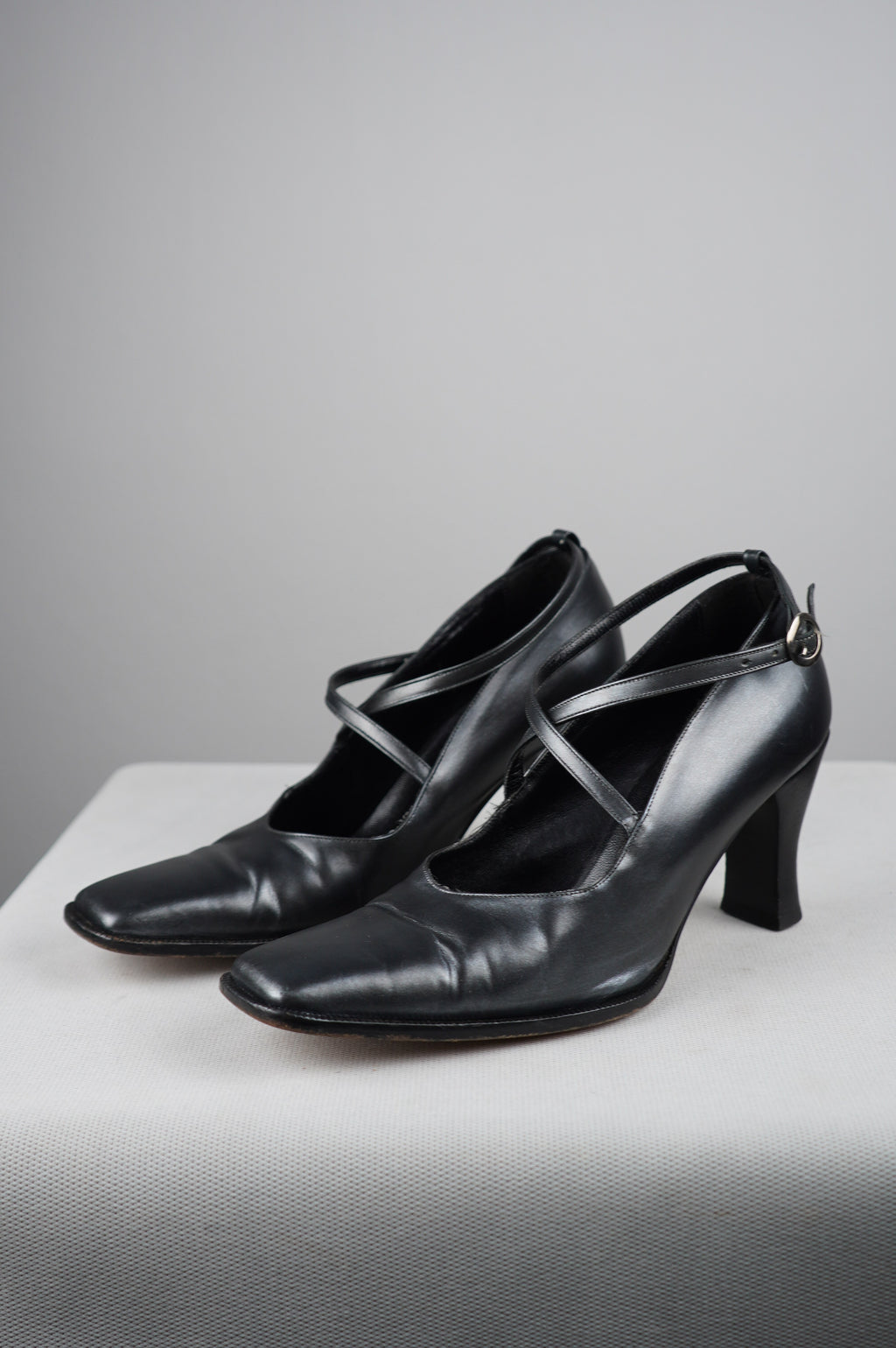 tacchi vintage punta quadra in vera pelle n 38