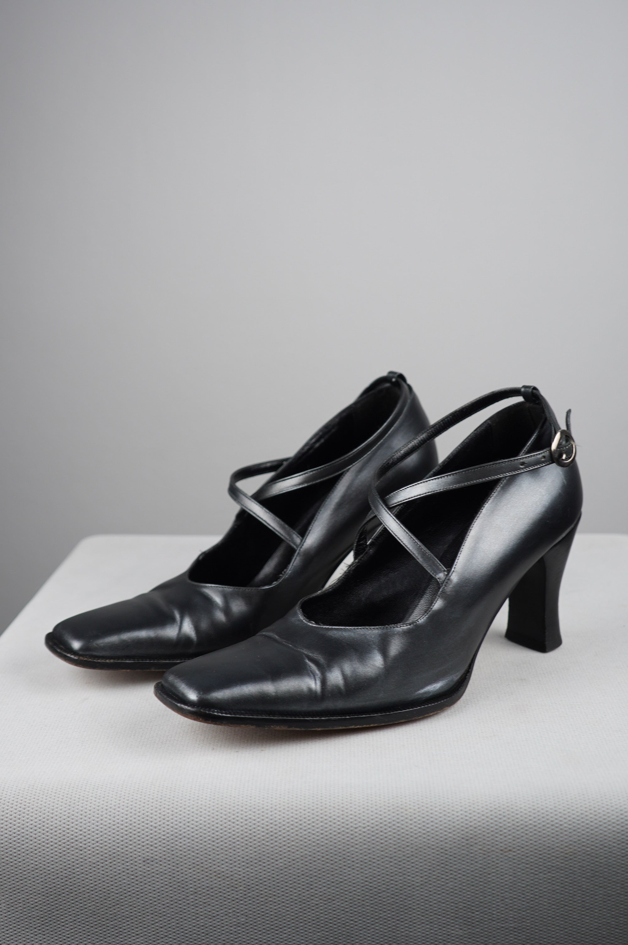 tacchi vintage punta quadra in vera pelle n 38