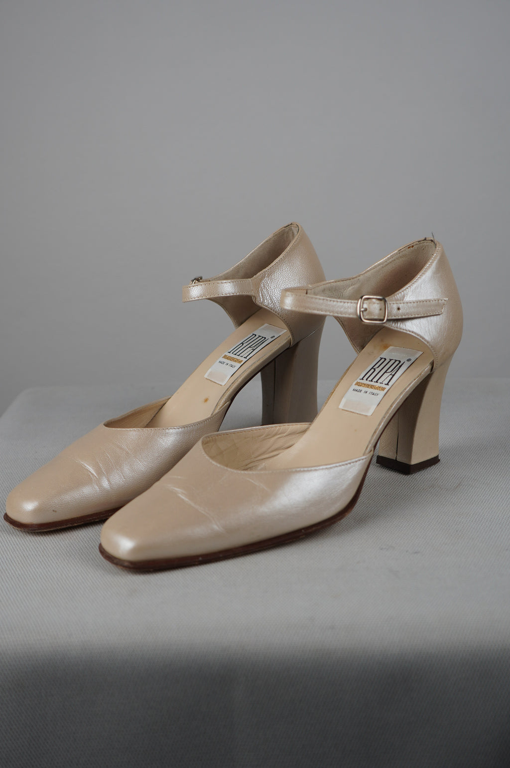 tacchi vintage punta quadra in vera pelle n 40