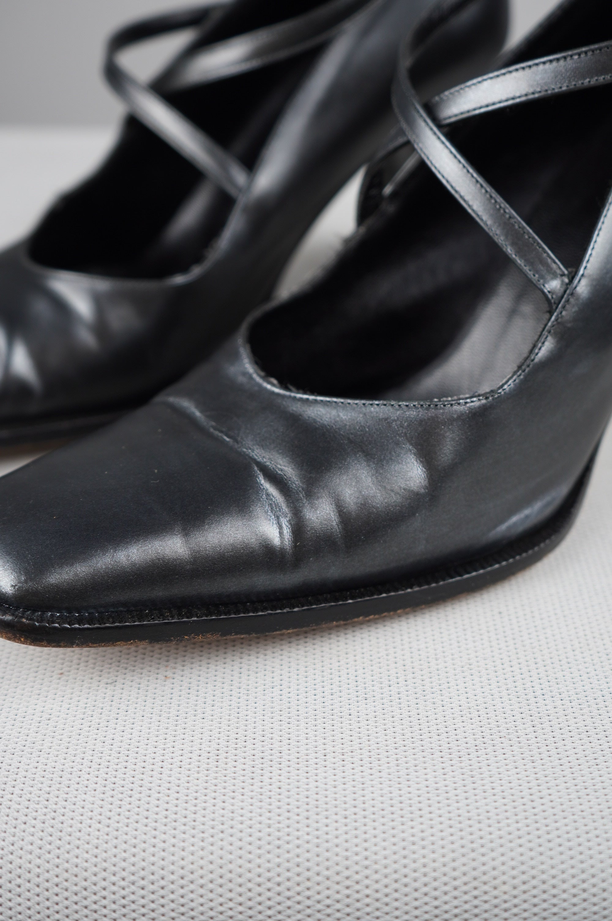 tacchi vintage punta quadra in vera pelle n 38