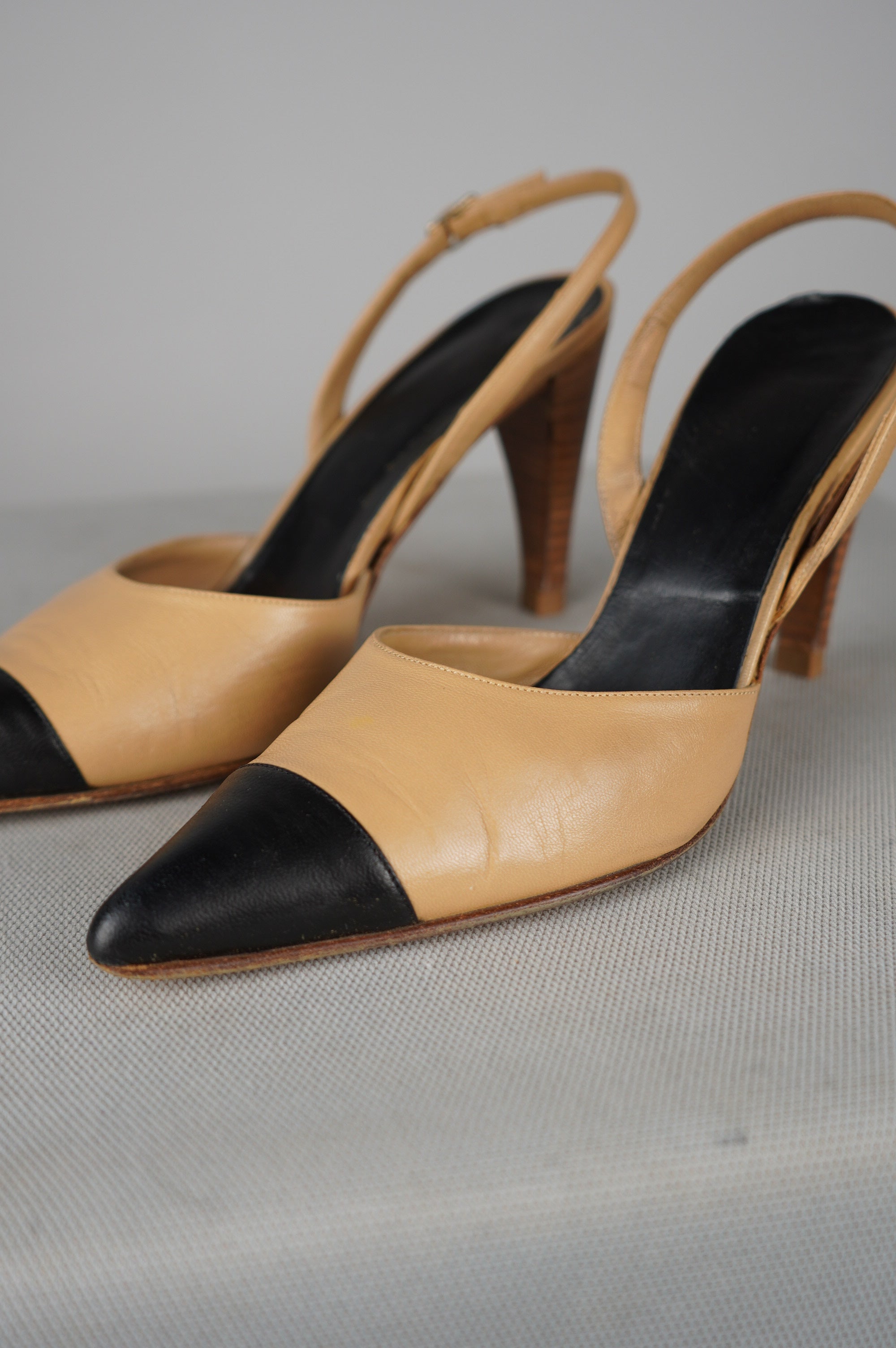 Slingback vintage in vera pelle n 37