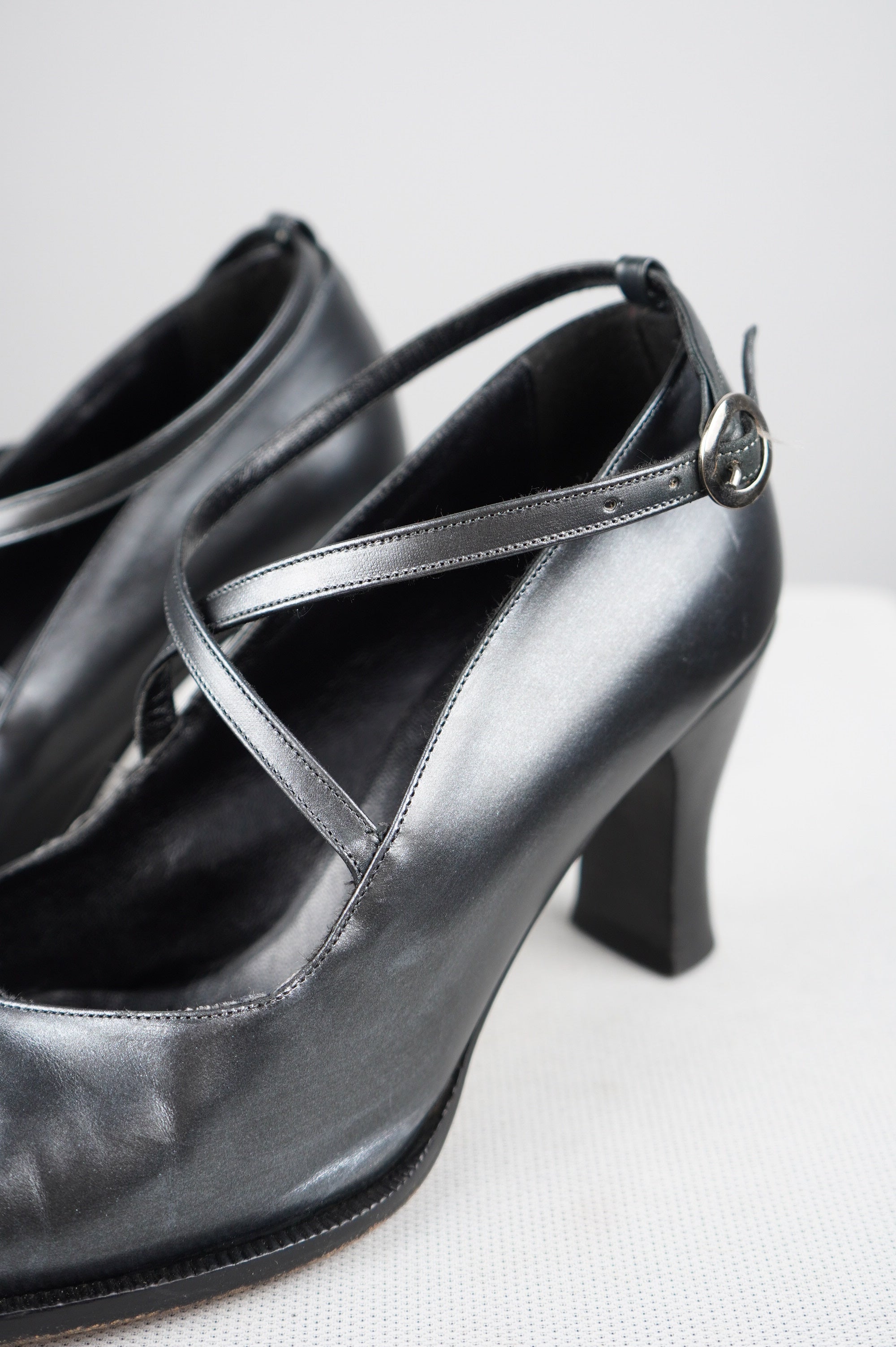 tacchi vintage punta quadra in vera pelle n 38