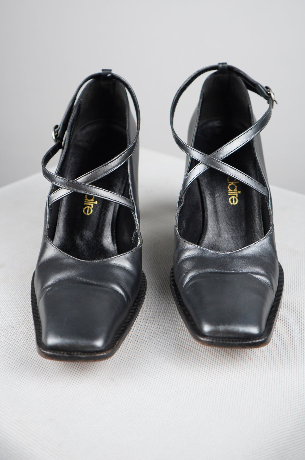 tacchi vintage punta quadra in vera pelle n 38