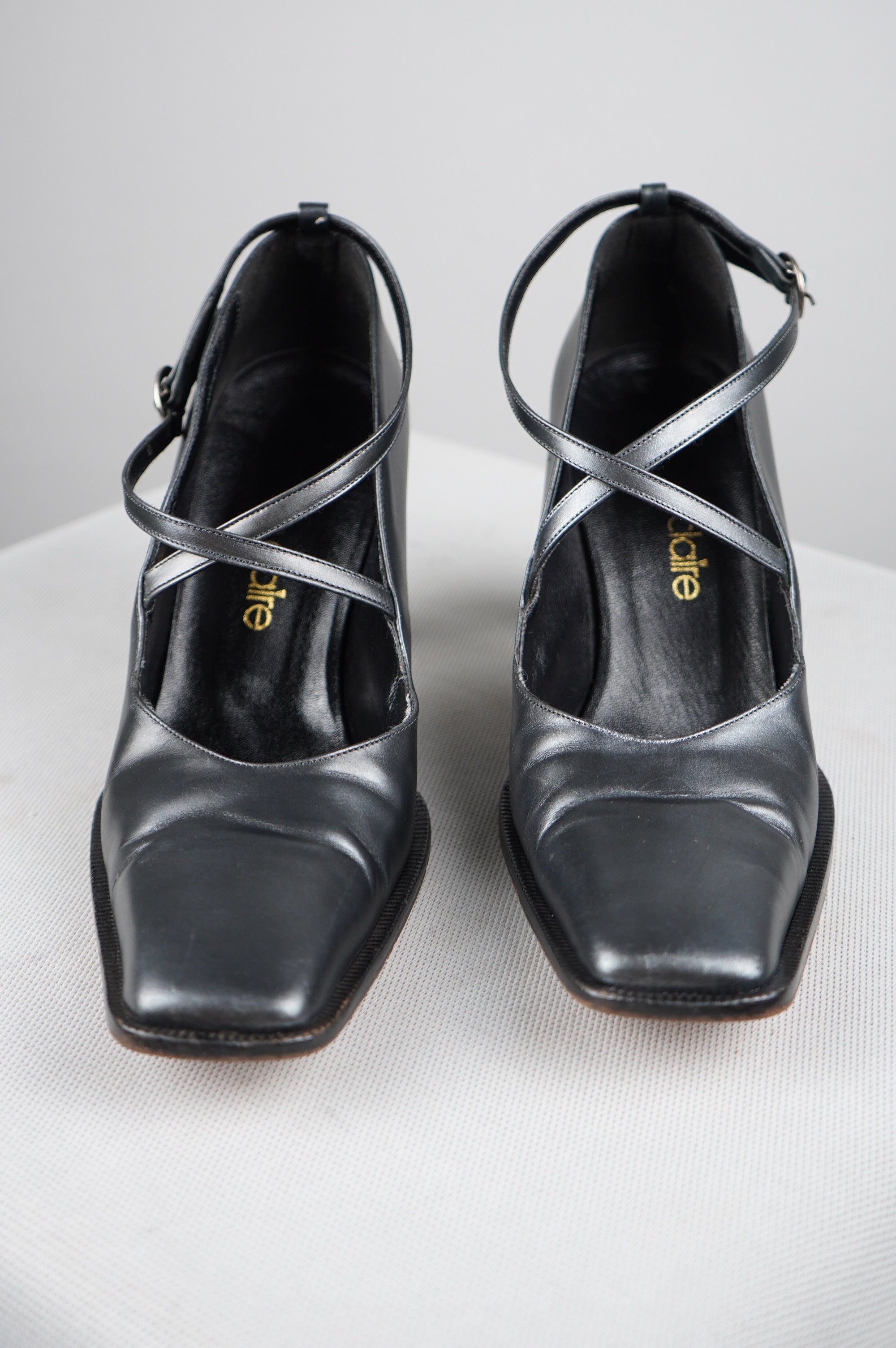 tacchi vintage punta quadra in vera pelle n 38