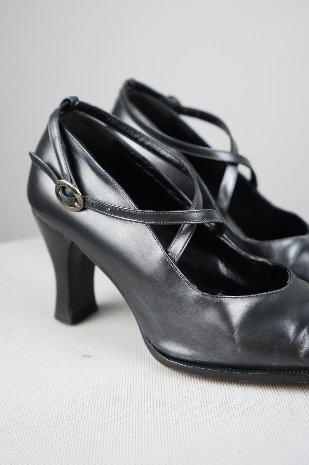 tacchi vintage punta quadra in vera pelle n 38