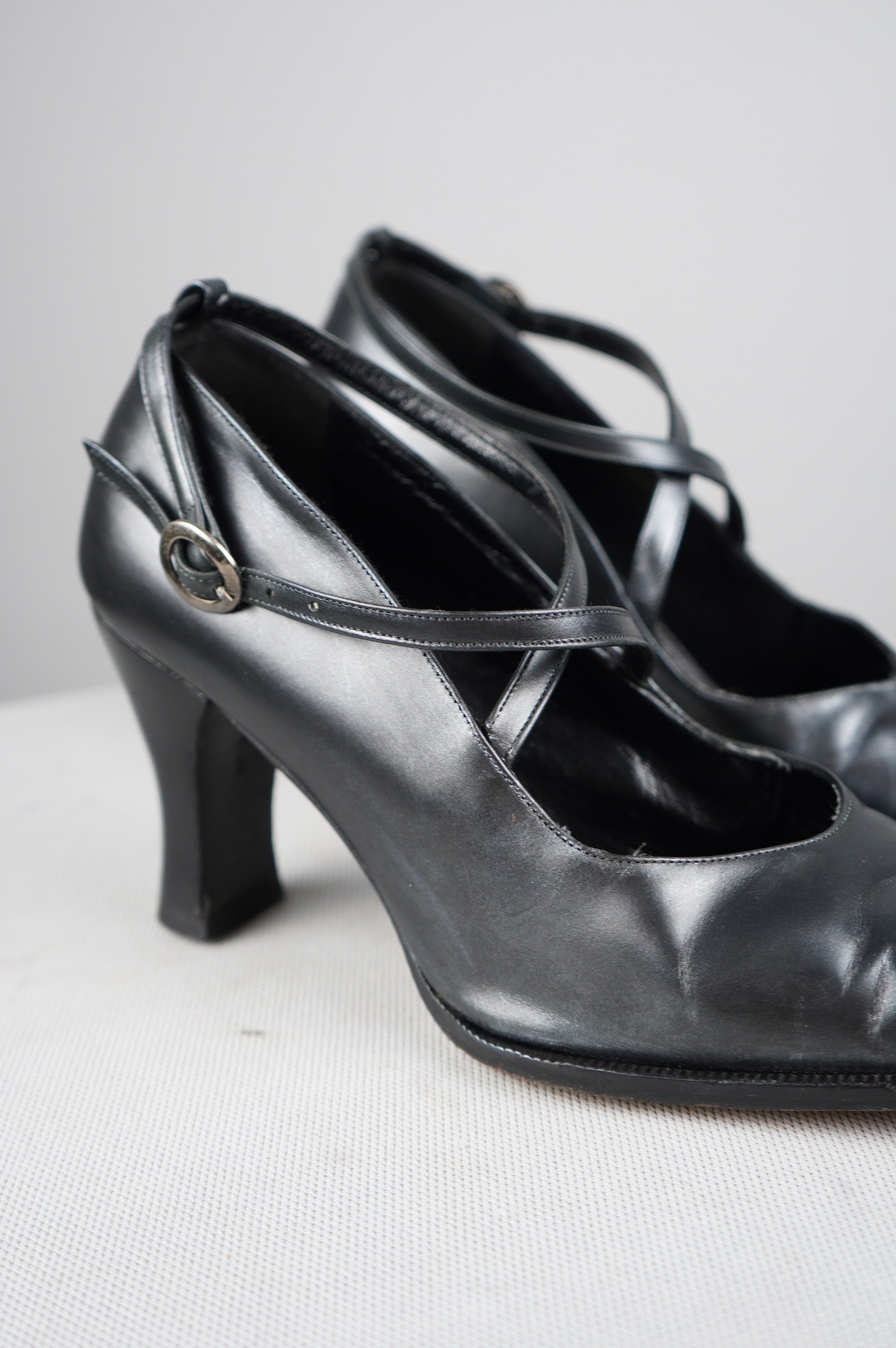 tacchi vintage punta quadra in vera pelle n 38