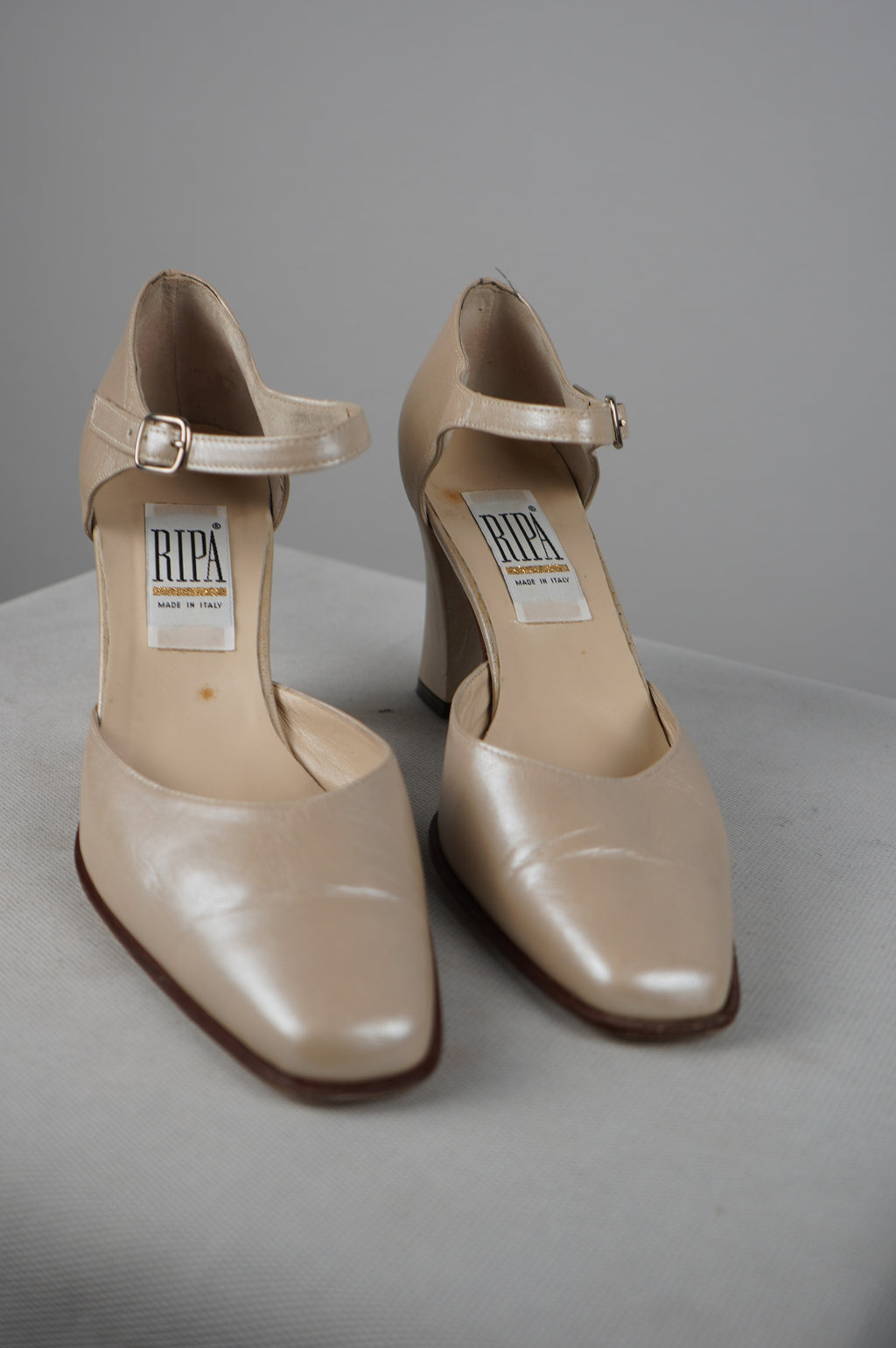 tacchi vintage punta quadra in vera pelle n 40
