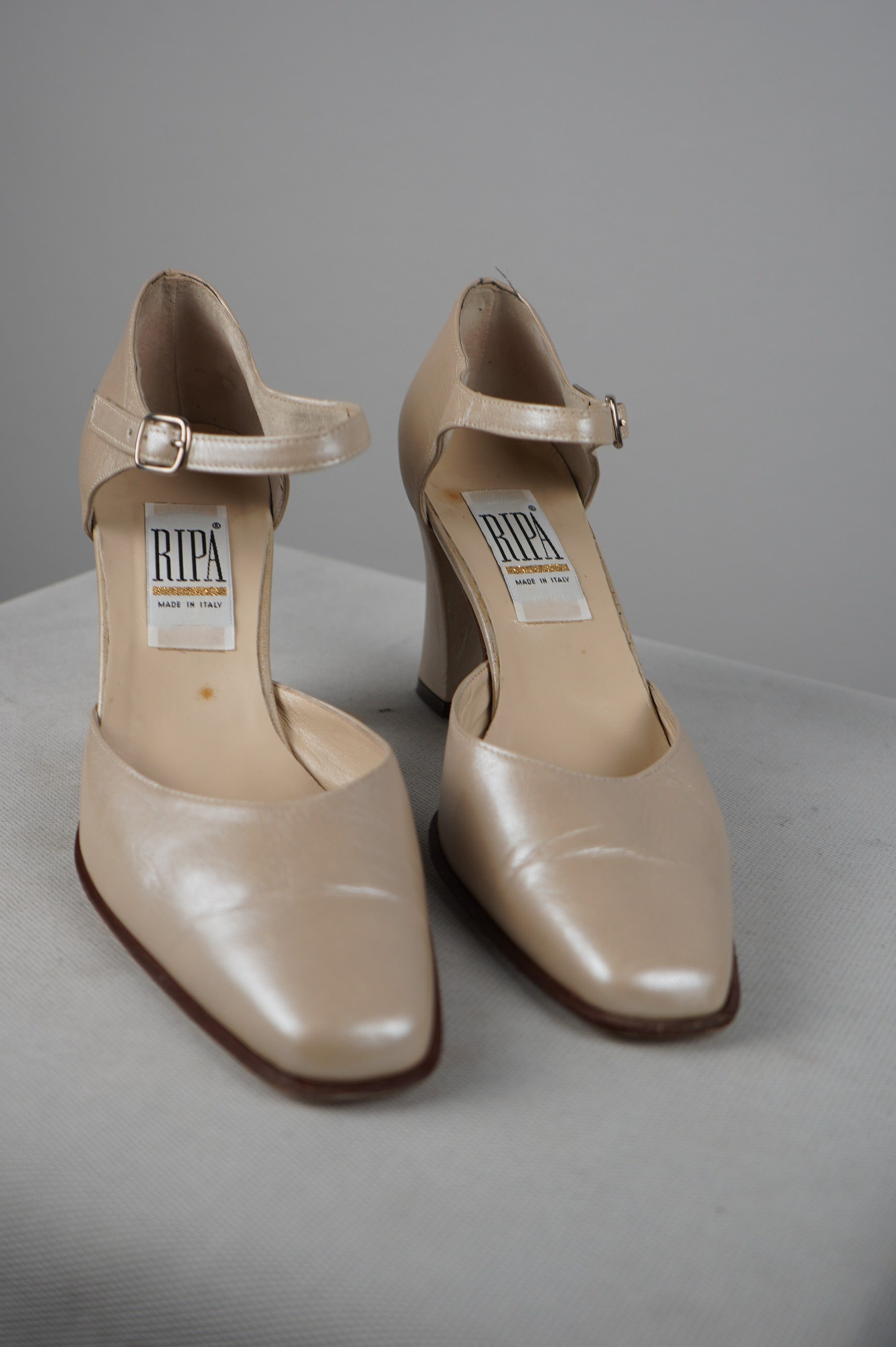 tacchi vintage punta quadra in vera pelle n 40