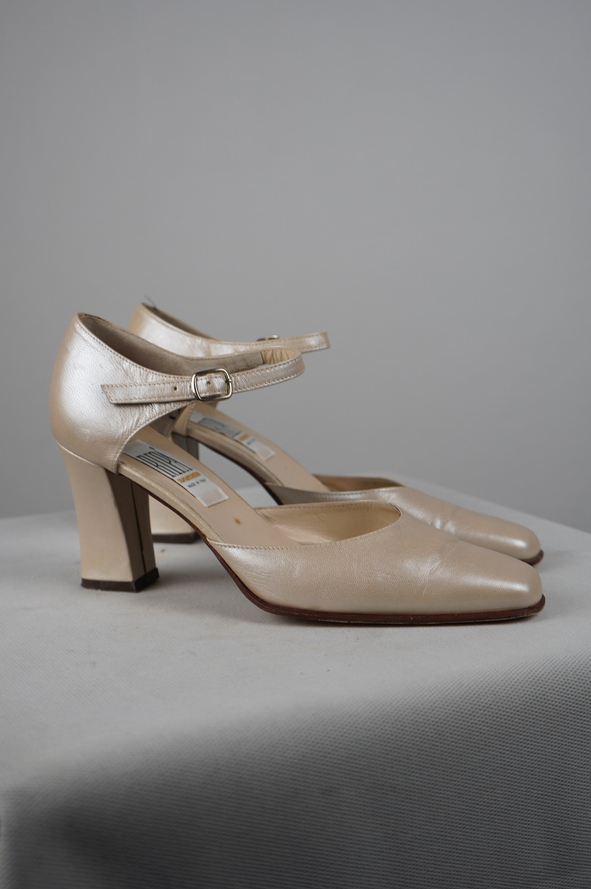 tacchi vintage punta quadra in vera pelle n 40