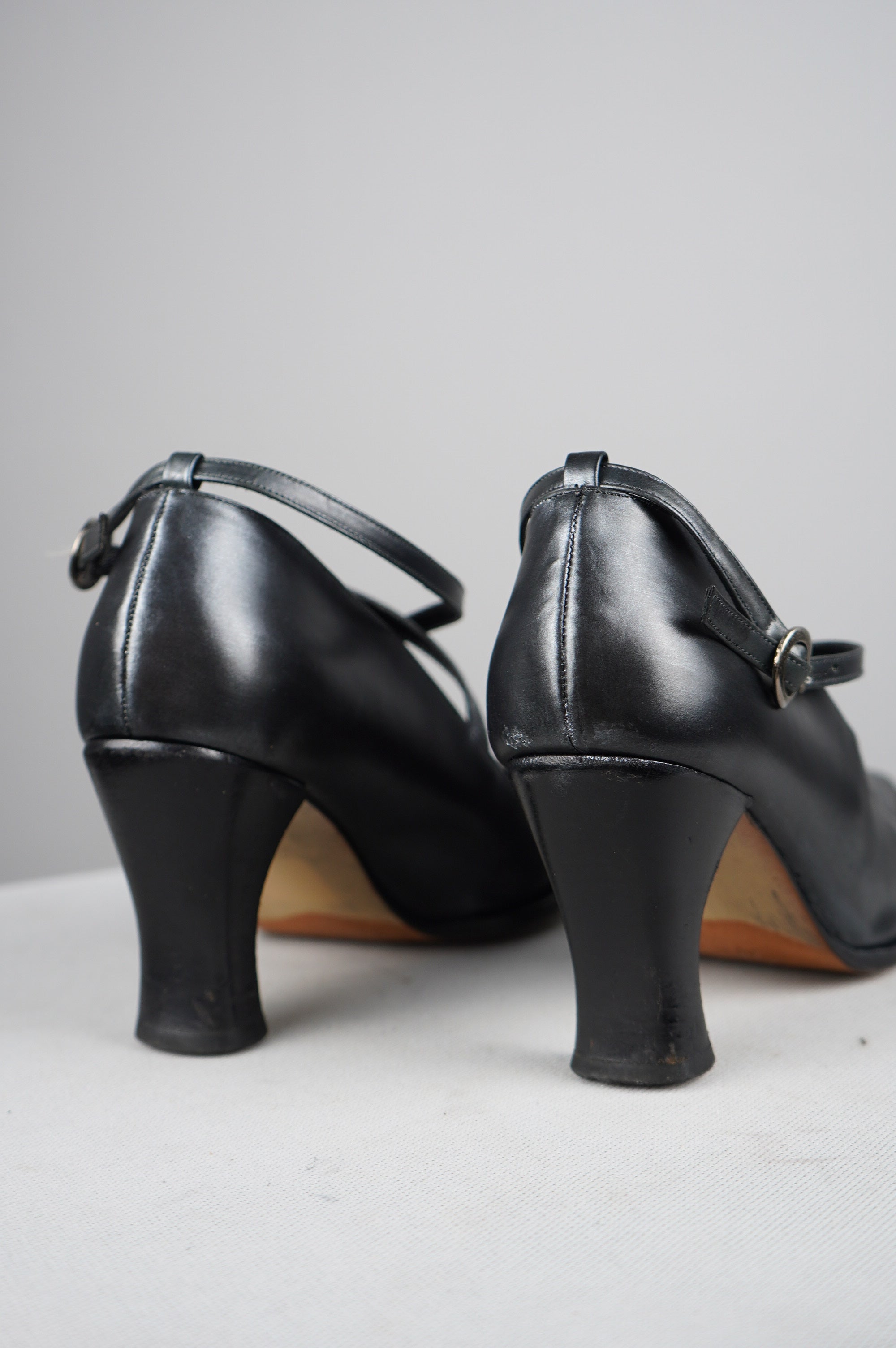 tacchi vintage punta quadra in vera pelle n 38