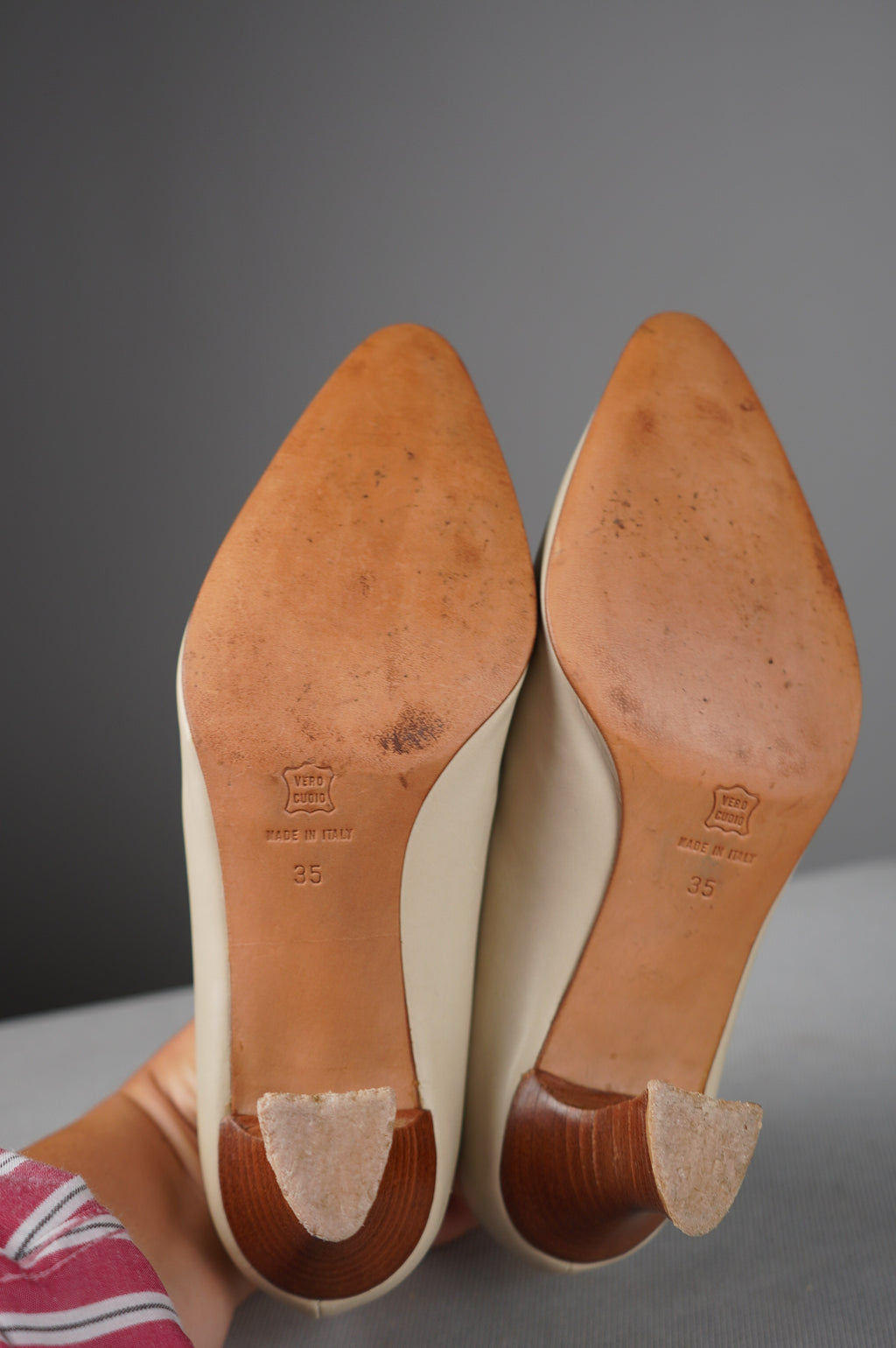scarpe con tacco vintage in vera pelle n 35