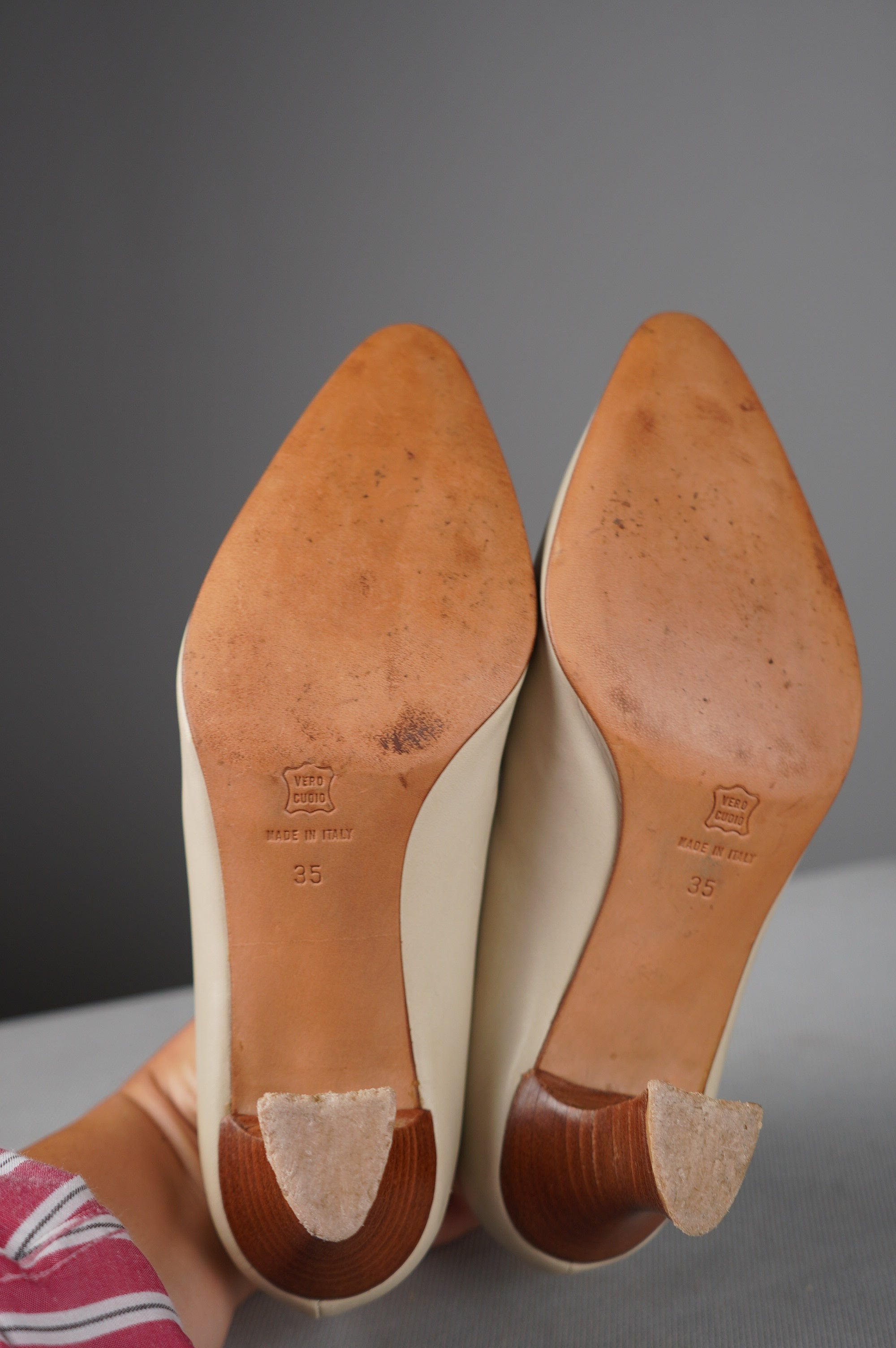 scarpe con tacco vintage in vera pelle n 35