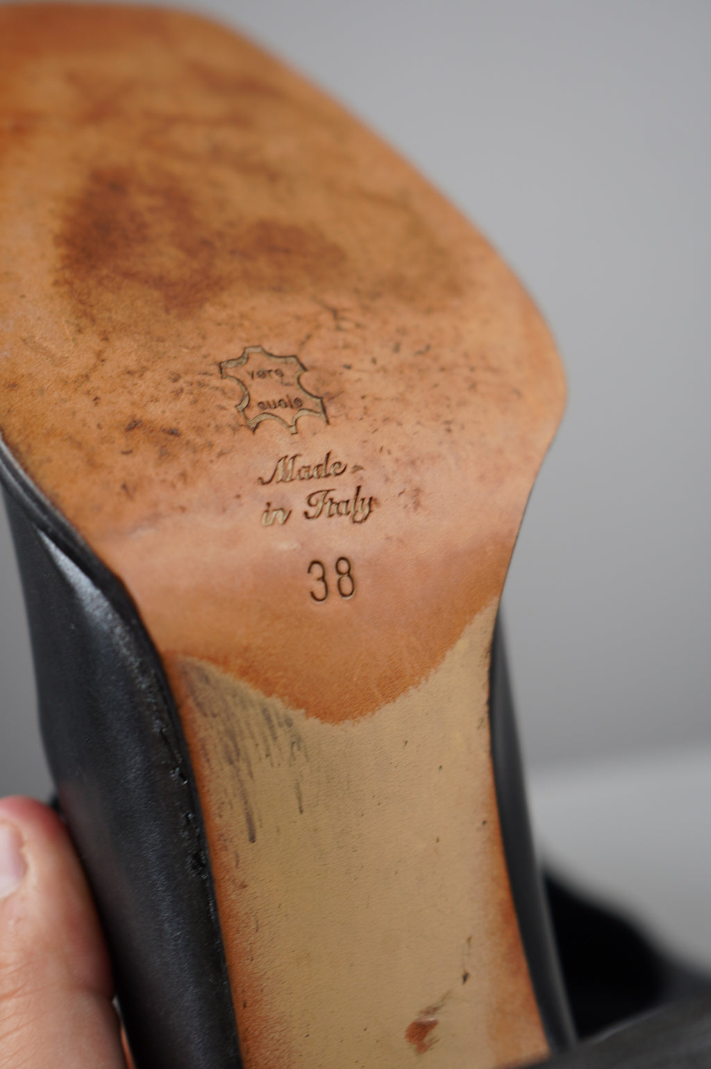 tacchi vintage punta quadra in vera pelle n 38