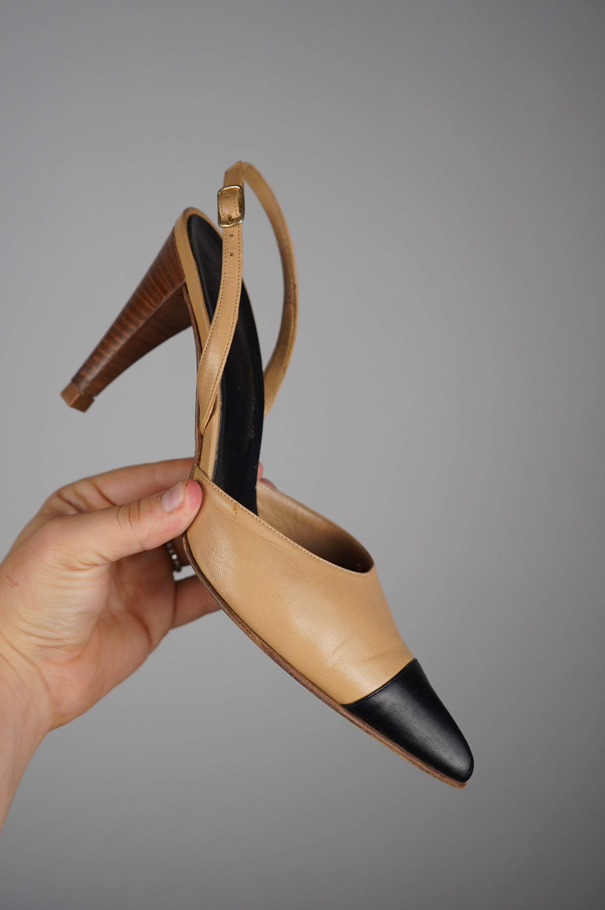 Slingback vintage in vera pelle n 37