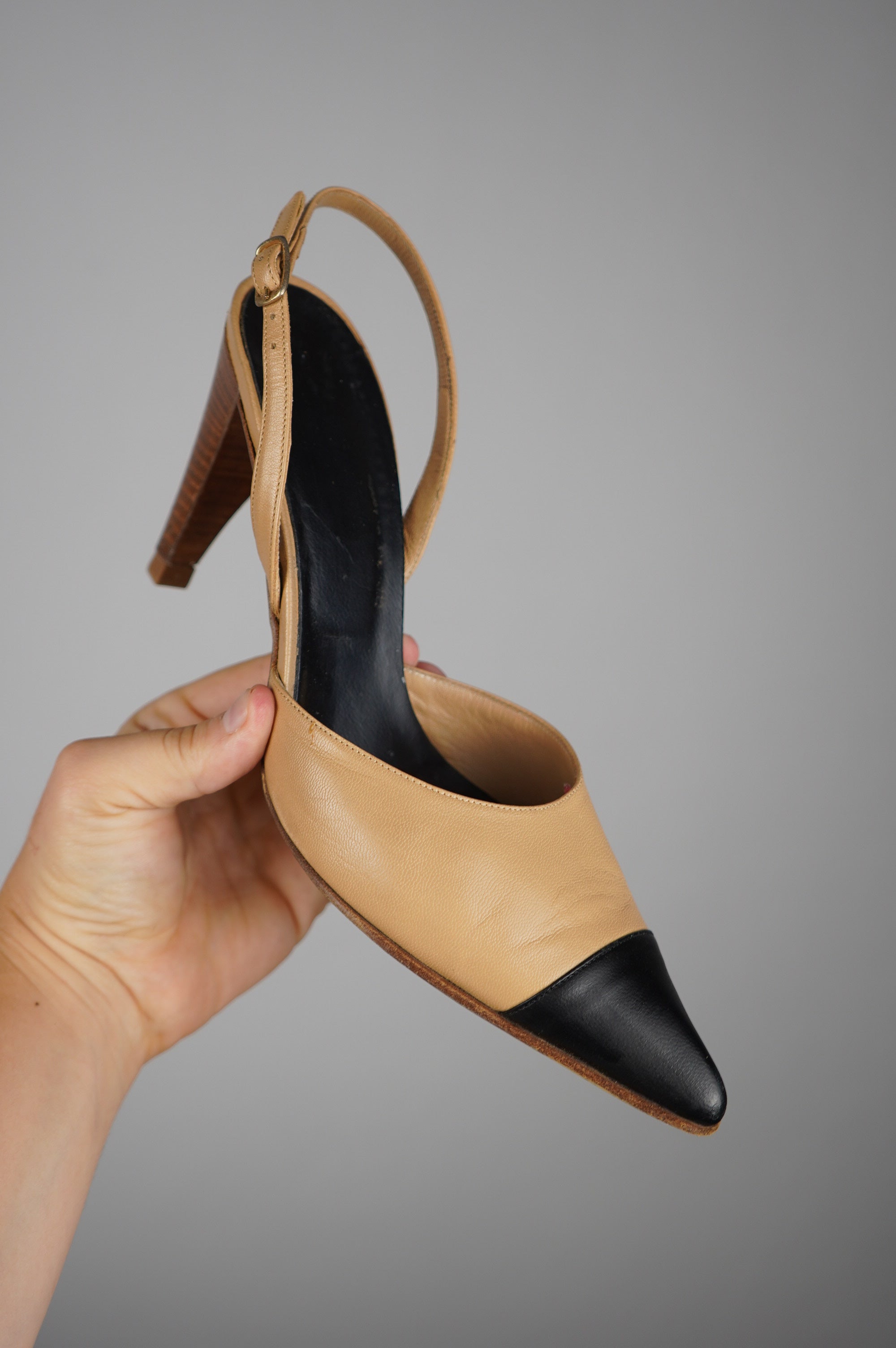 Slingback vintage in vera pelle n 37
