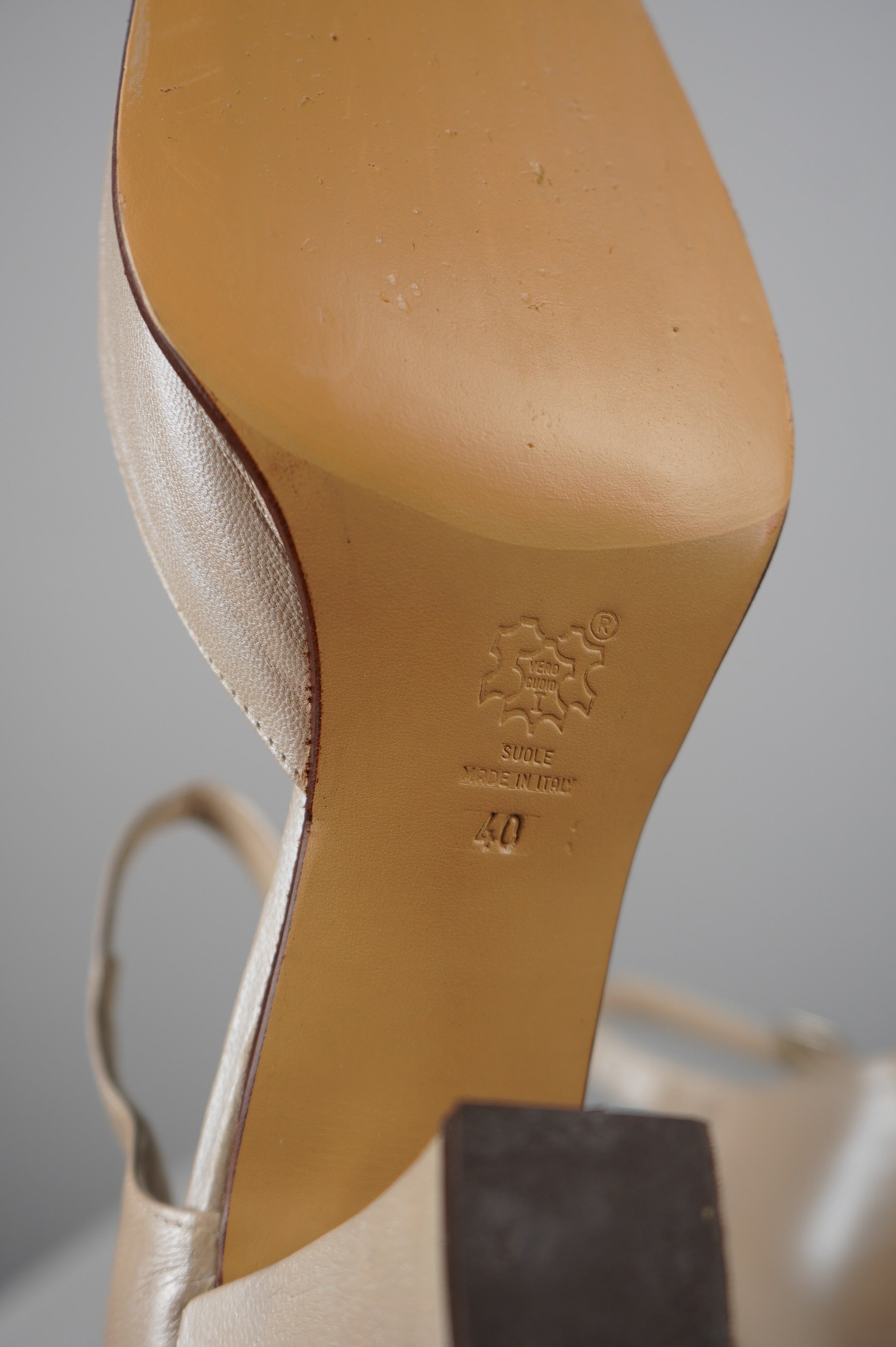 tacchi vintage punta quadra in vera pelle n 40