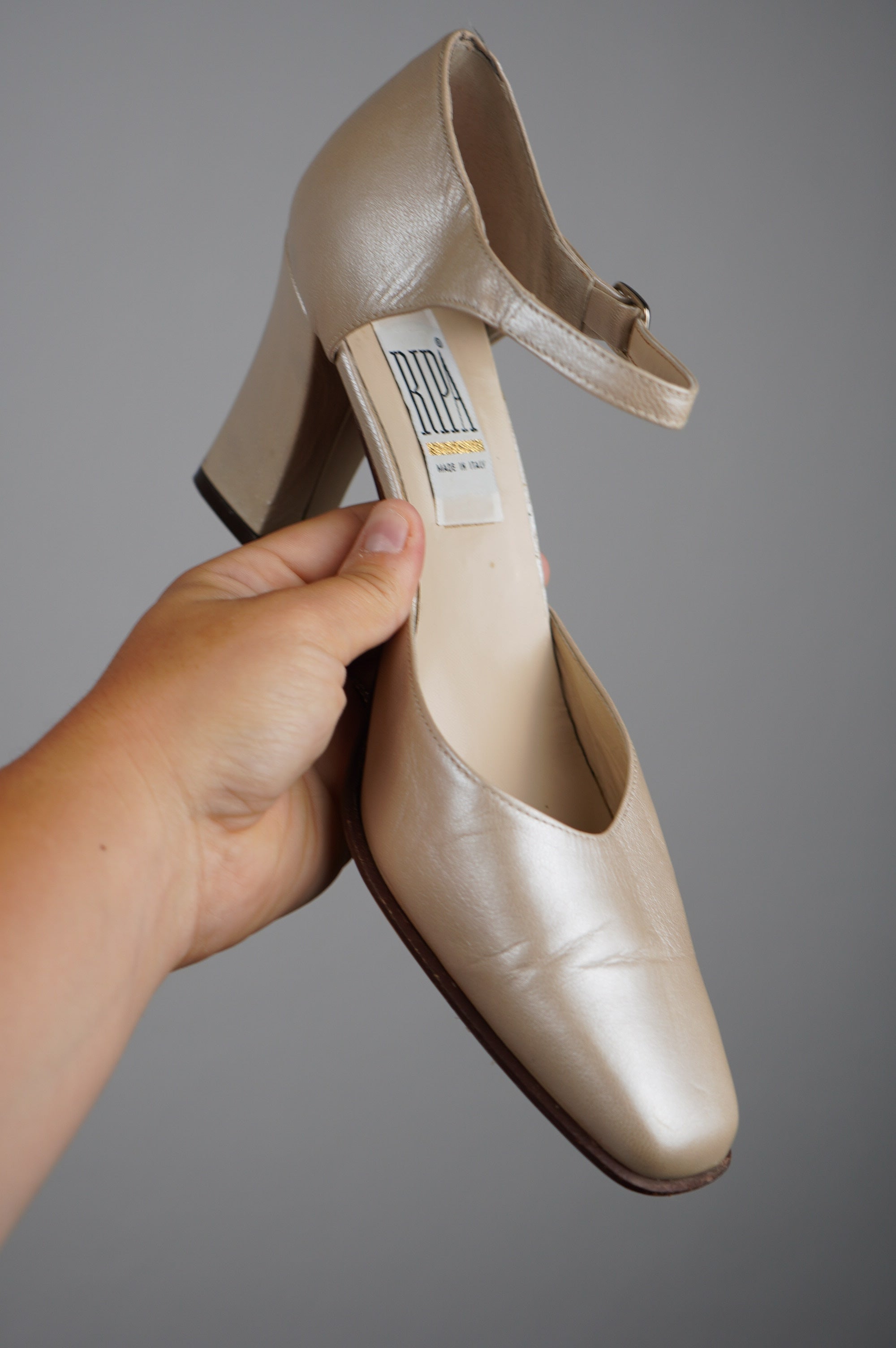 tacchi vintage punta quadra in vera pelle n 40