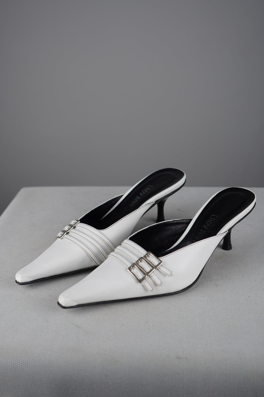 Sabot con tacco in vera pelle vintage
