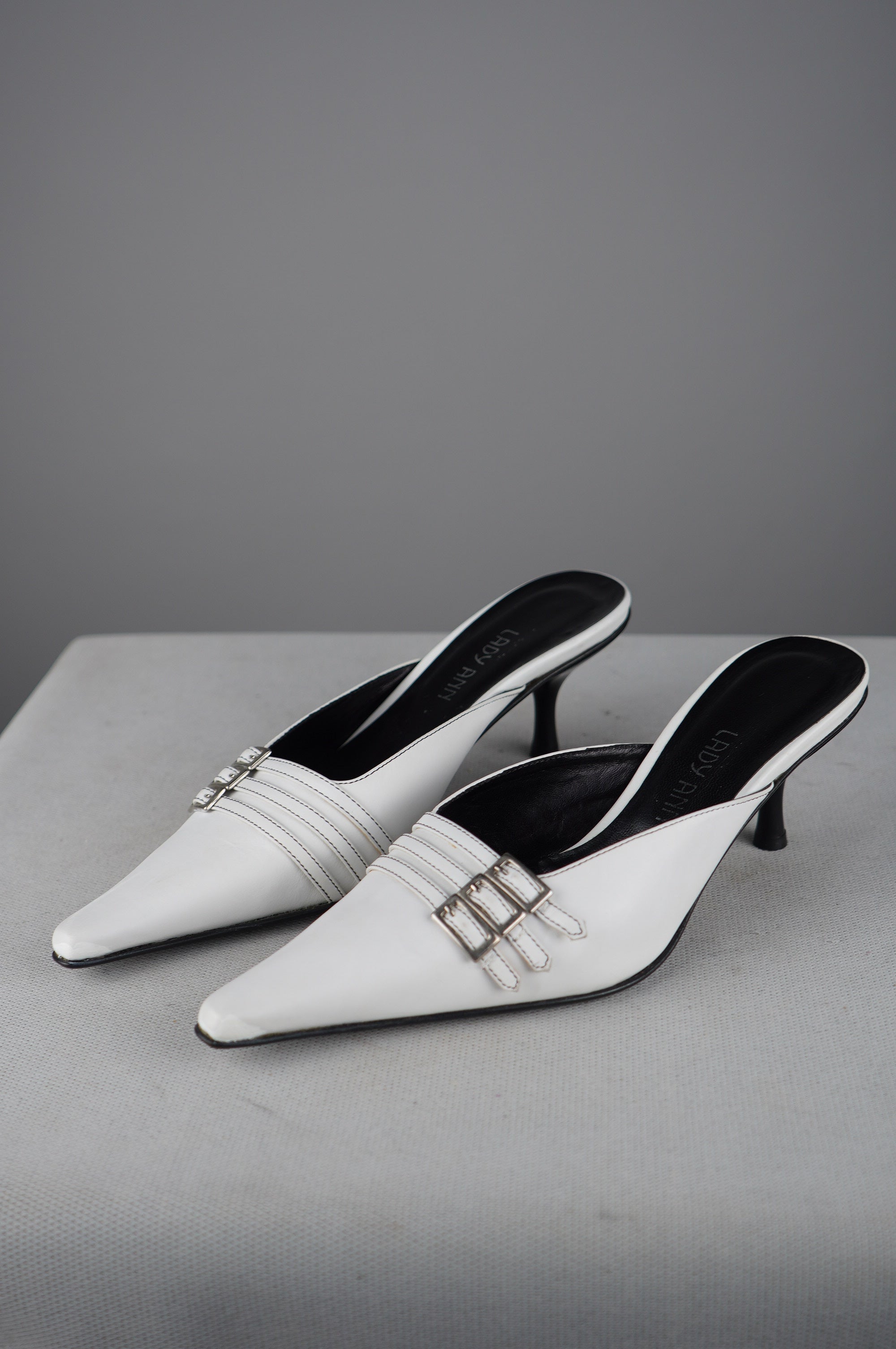 Sabot con tacco in vera pelle vintage