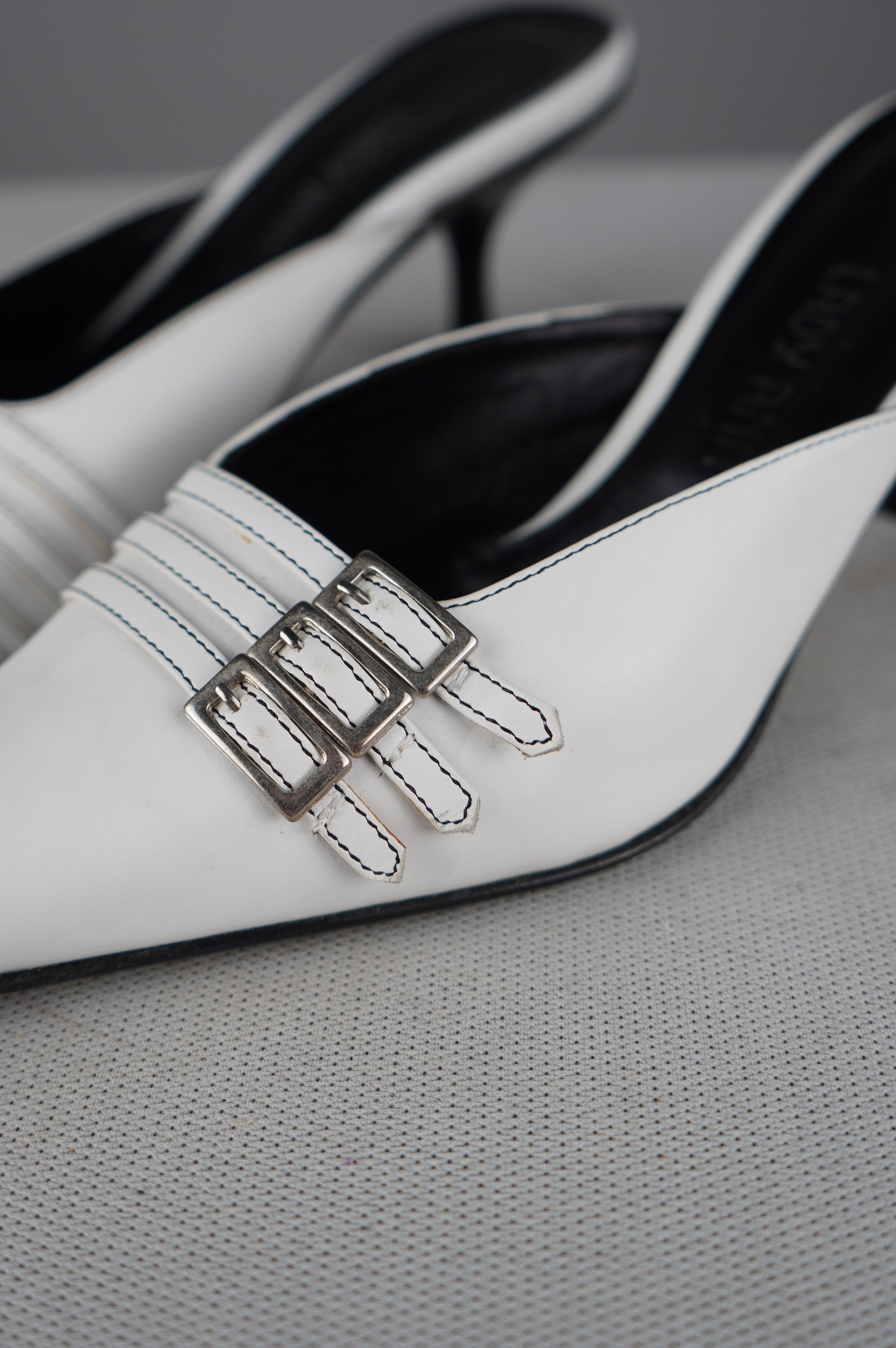 Sabot con tacco in vera pelle vintage