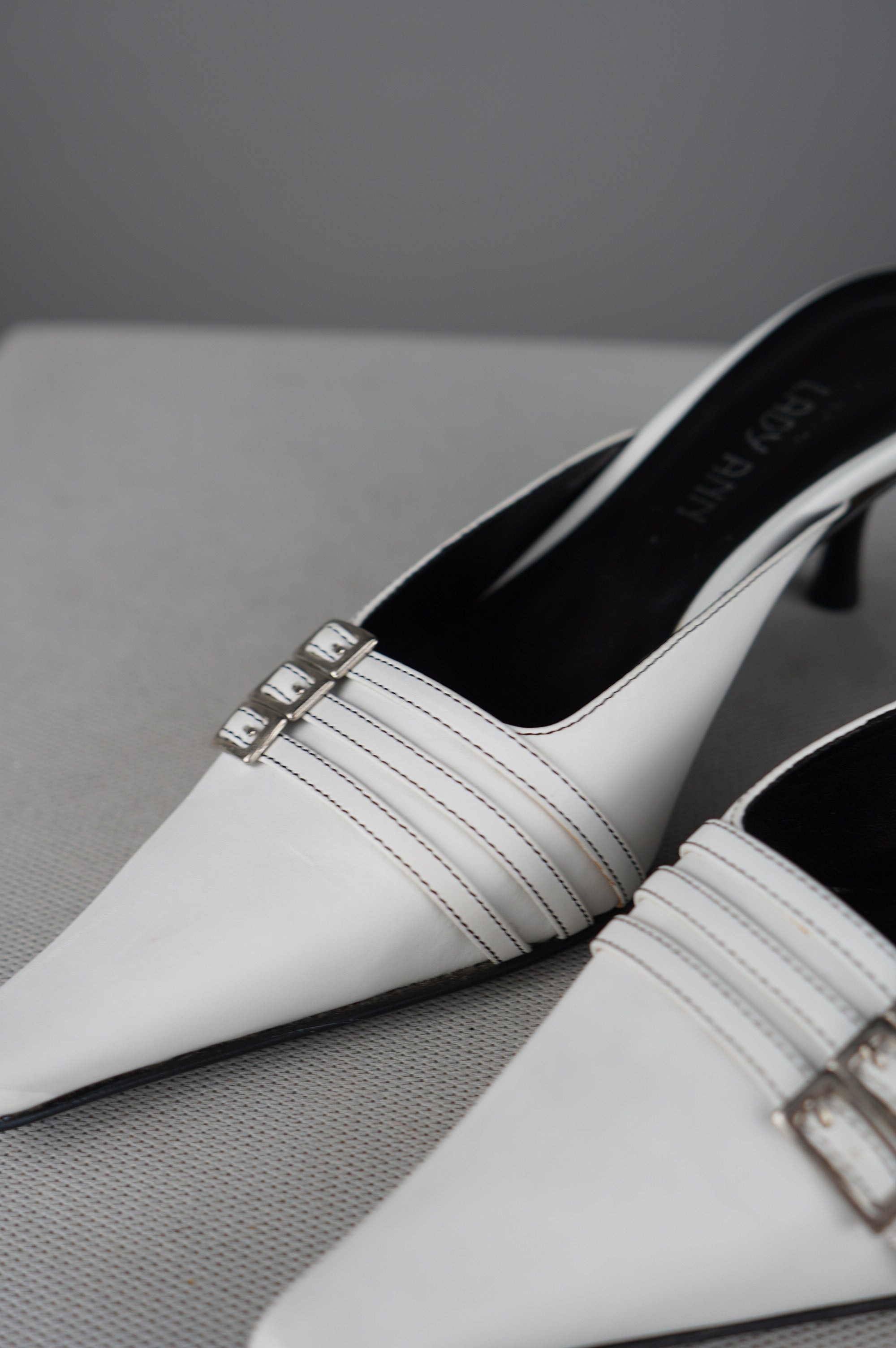 Sabot con tacco in vera pelle vintage