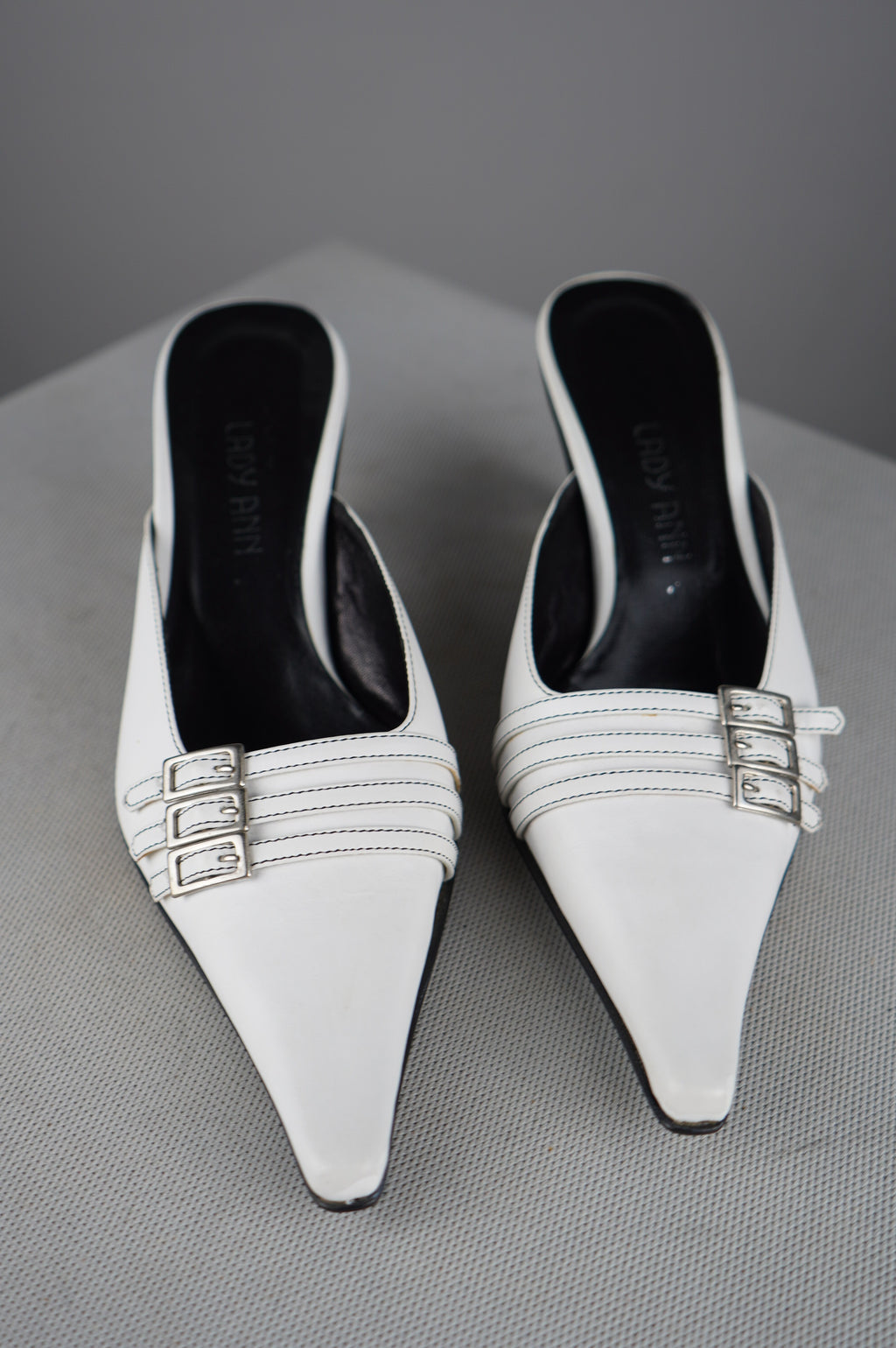 Sabot con tacco in vera pelle vintage
