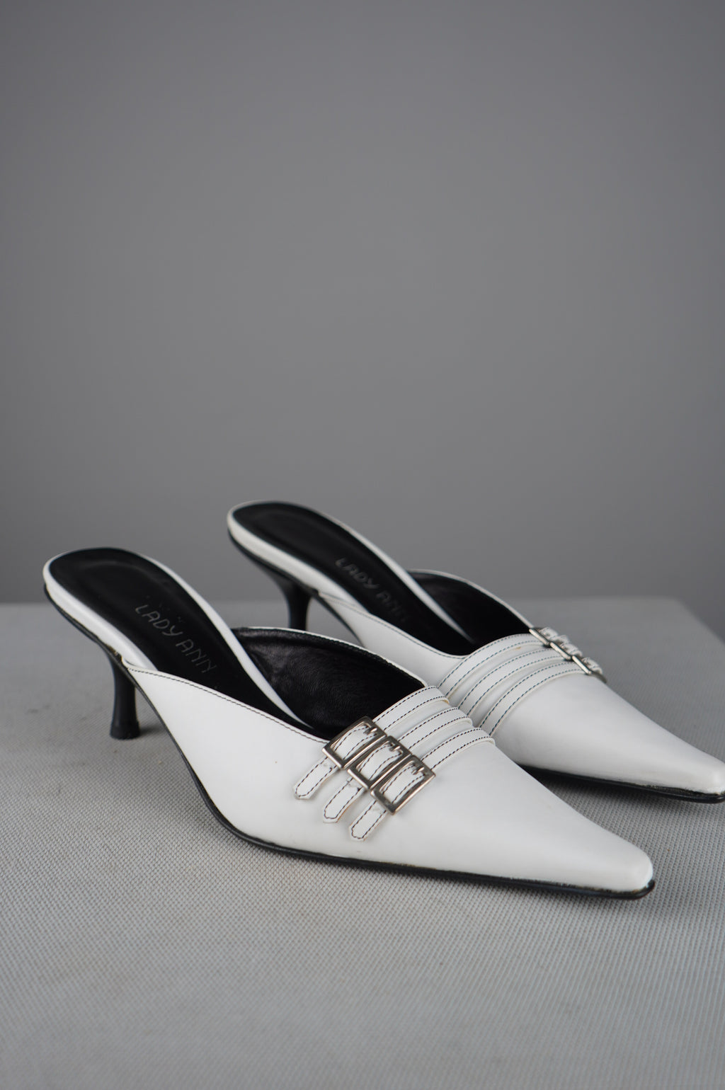 Sabot con tacco in vera pelle vintage