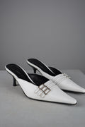 Sabot con tacco in vera pelle vintage
