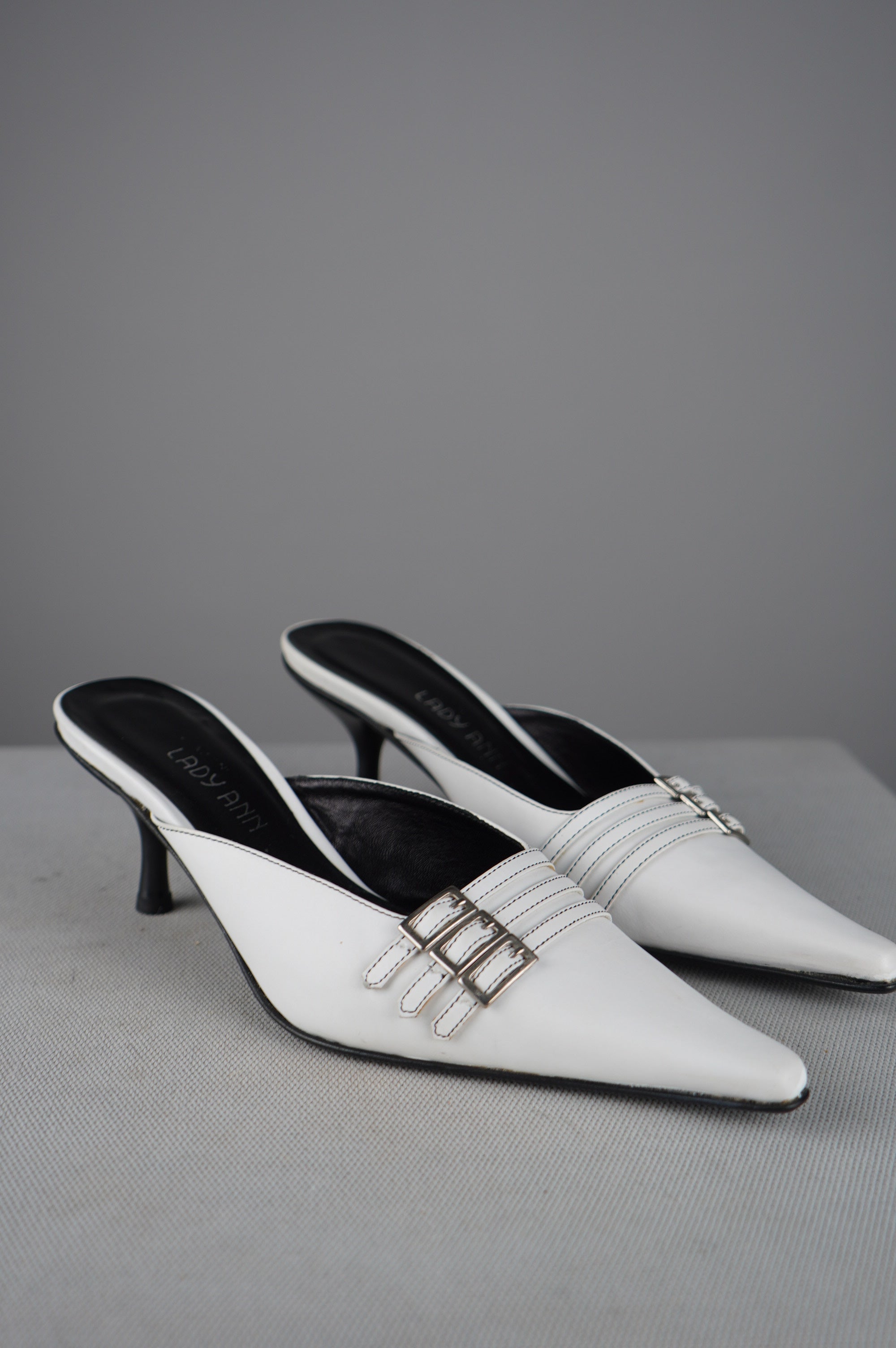 Sabot con tacco in vera pelle vintage