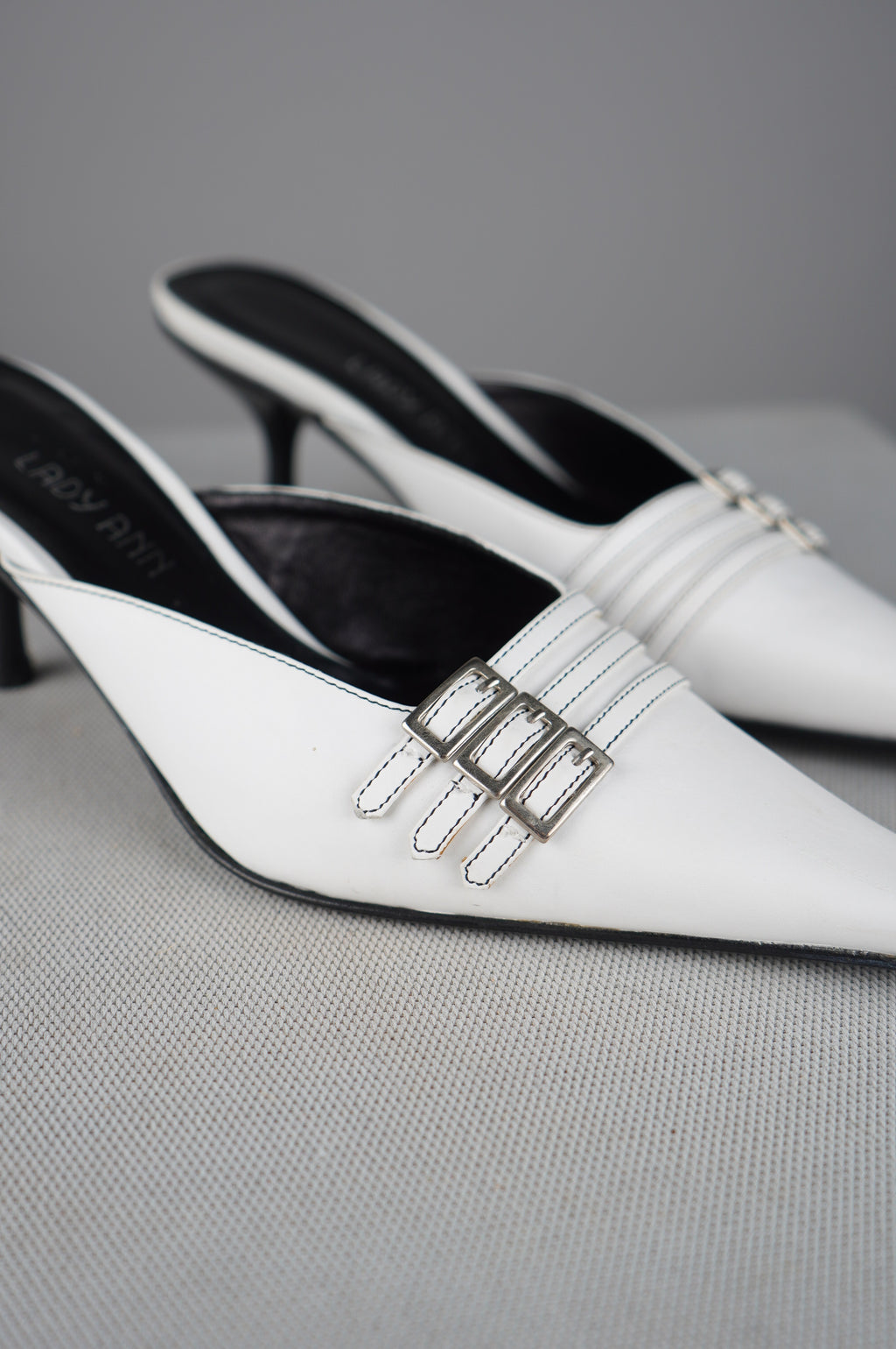 Sabot con tacco in vera pelle vintage