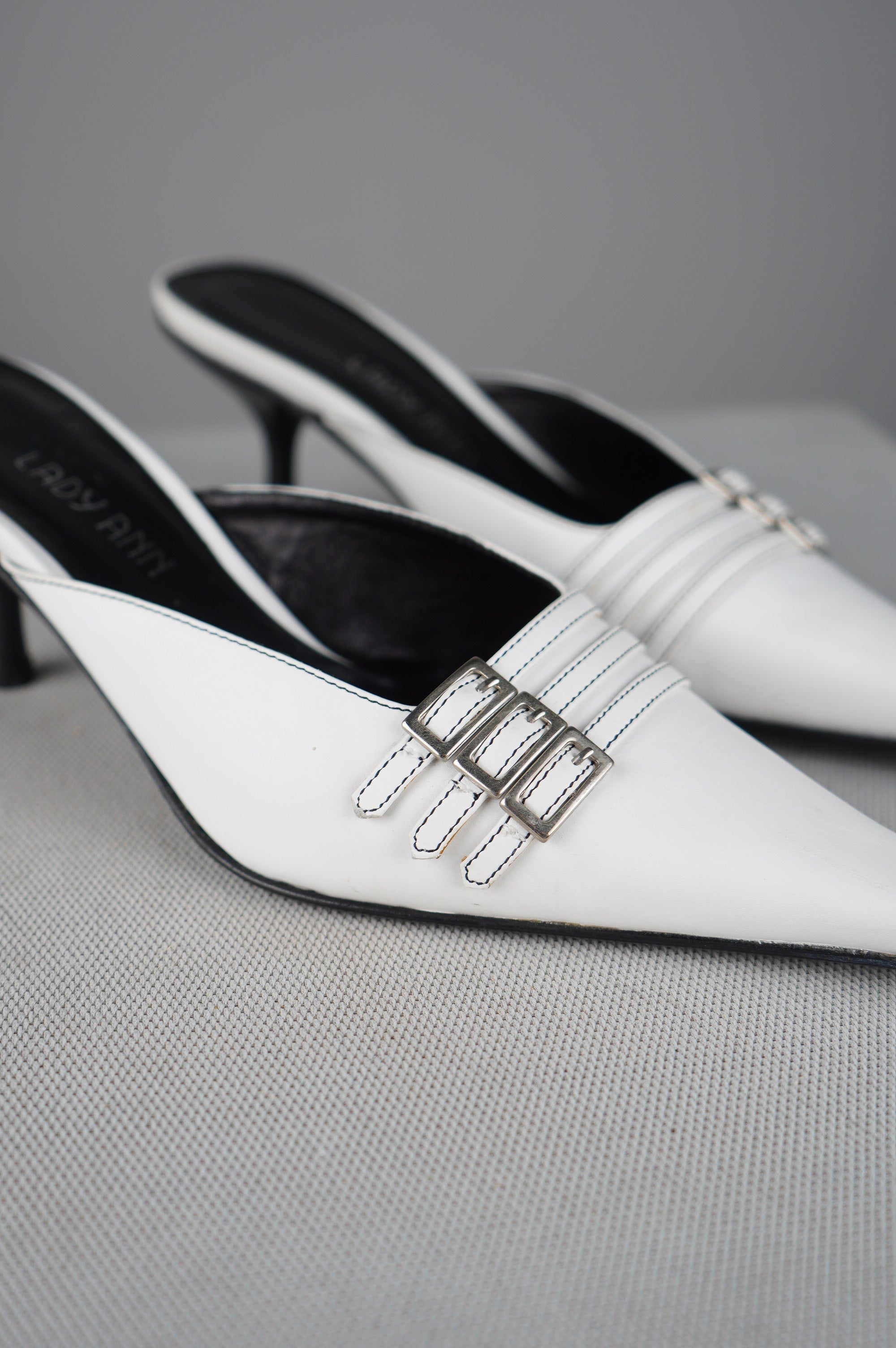 Sabot con tacco in vera pelle vintage