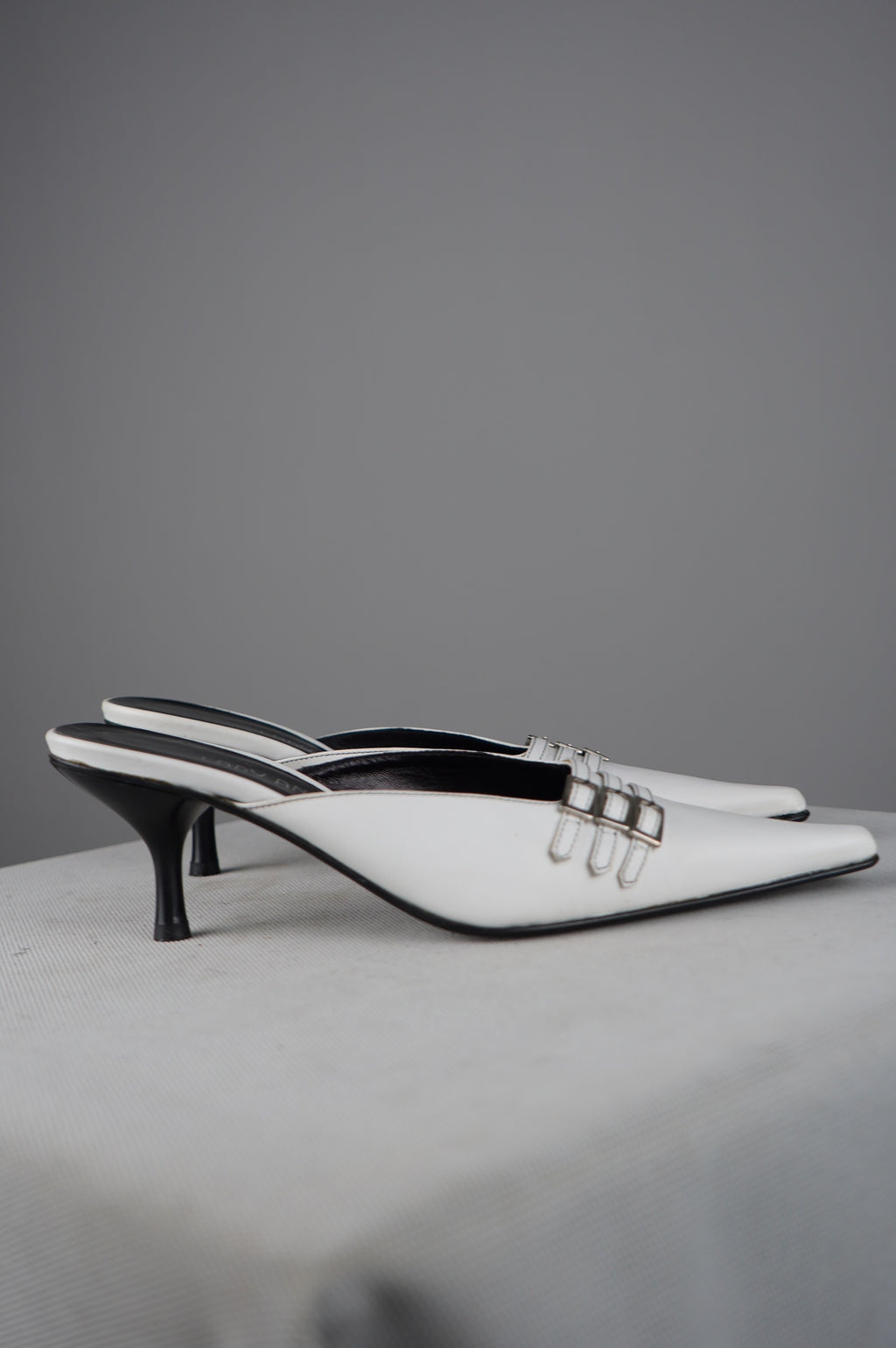 Sabot con tacco in vera pelle vintage