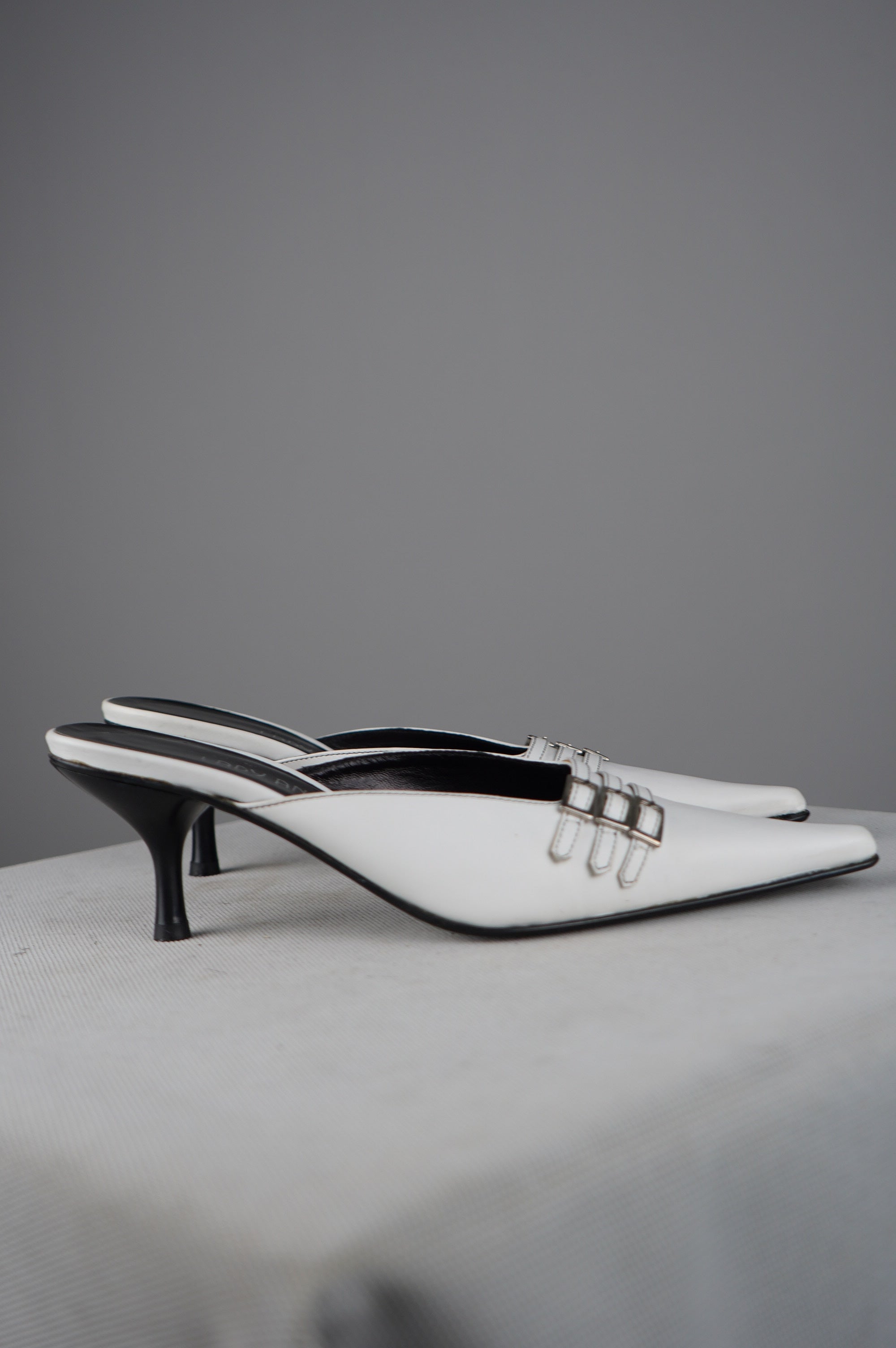 Sabot con tacco in vera pelle vintage