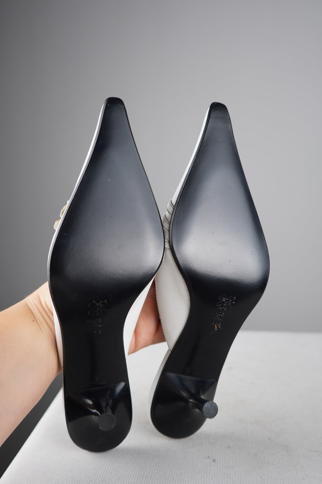 Sabot con tacco in vera pelle vintage
