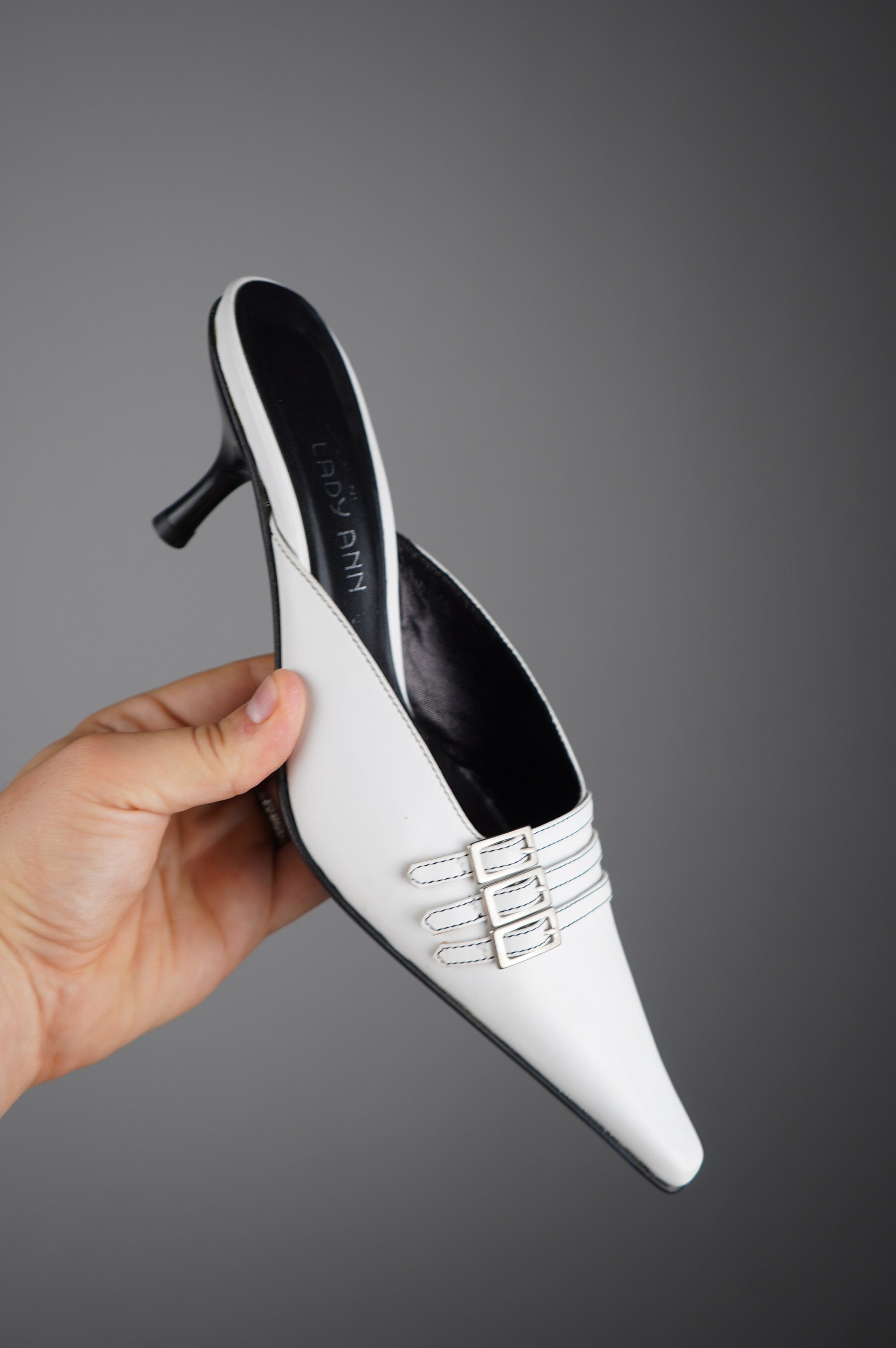 Sabot con tacco in vera pelle vintage