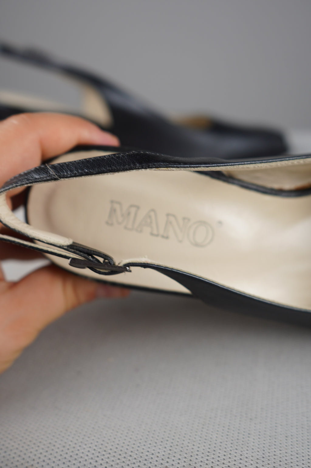 Slingback vintage in vera pelle