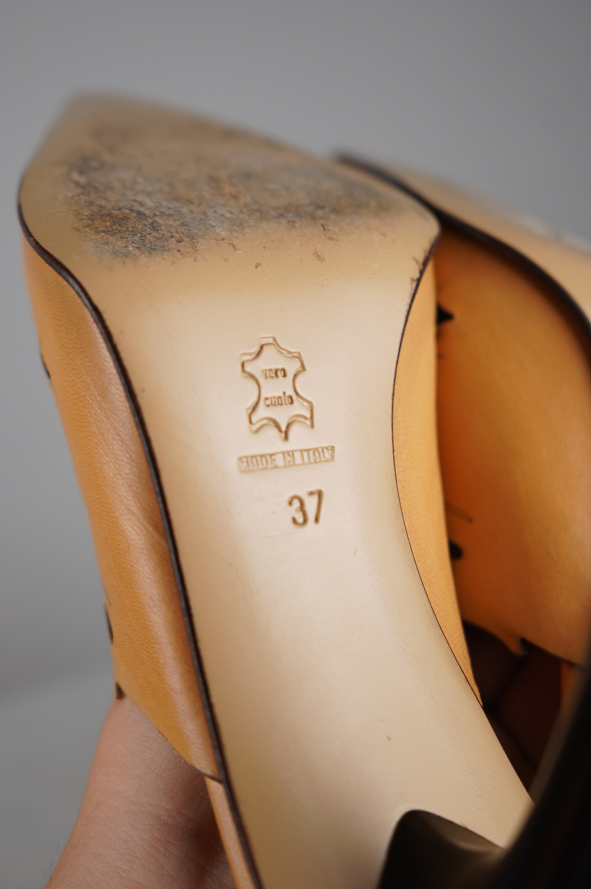 Sabot vintage in vera pelle