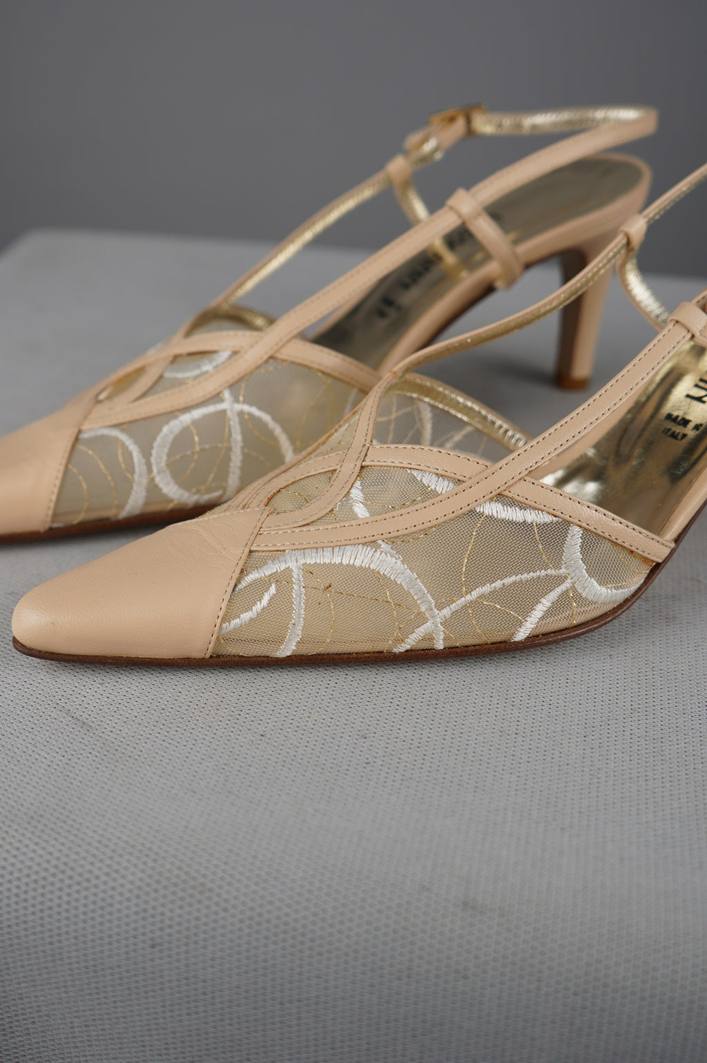 Slingback vintage in vera pelle