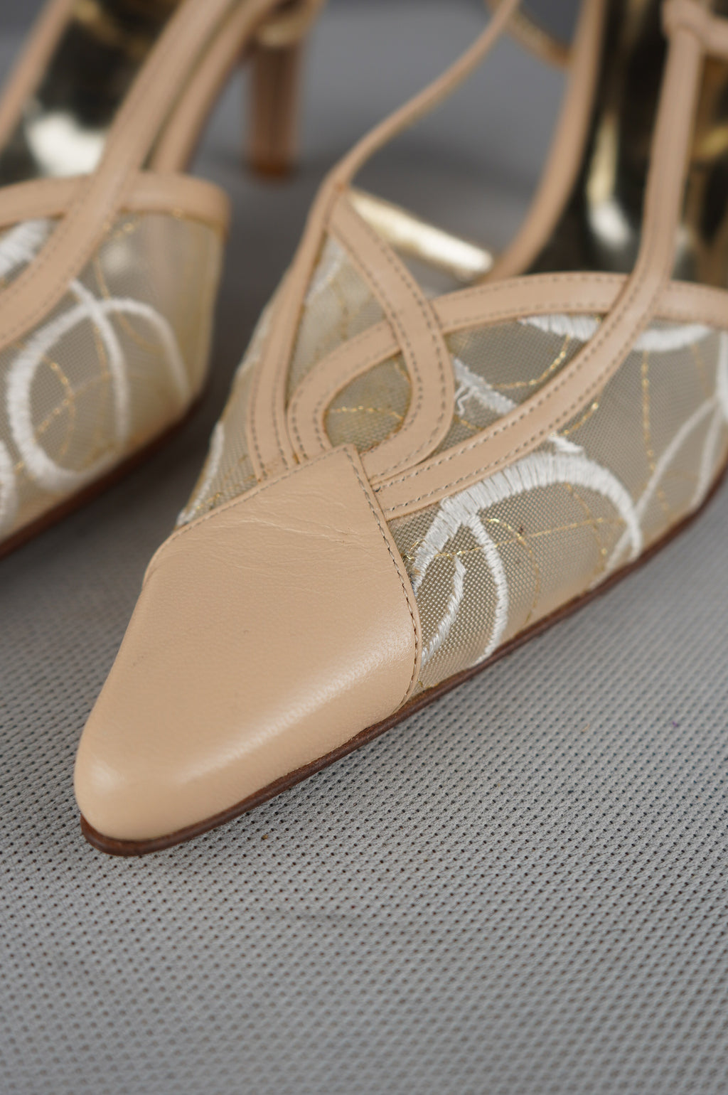 Slingback vintage in vera pelle