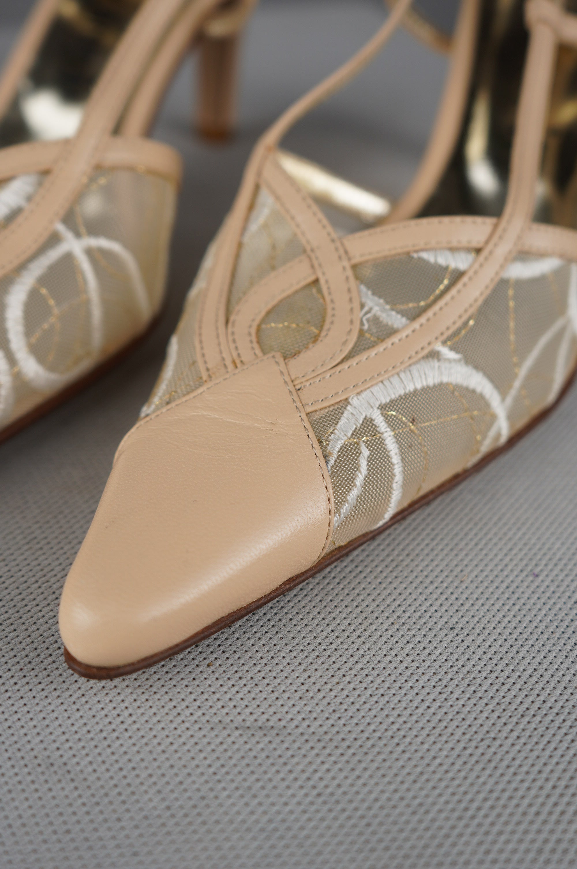 Slingback vintage in vera pelle