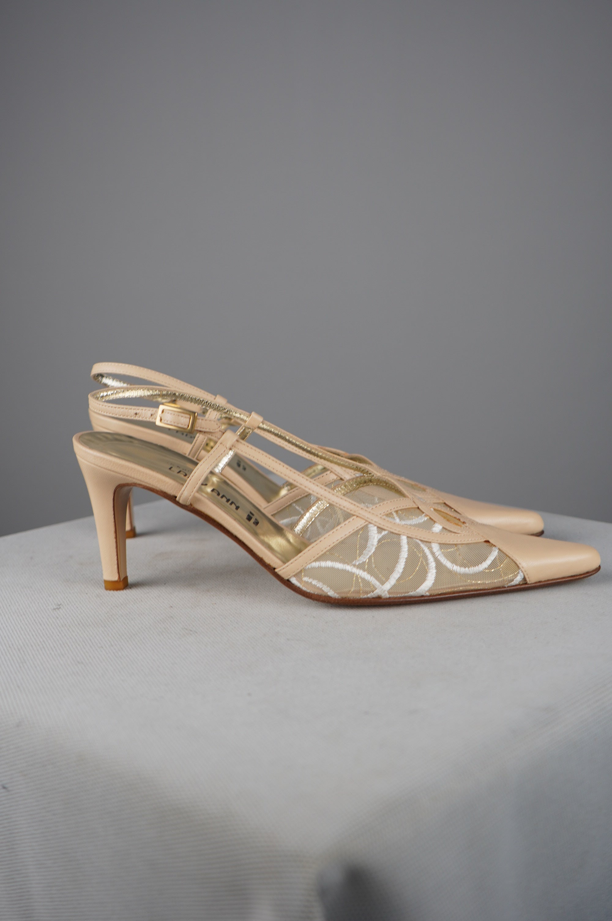 Slingback vintage in vera pelle
