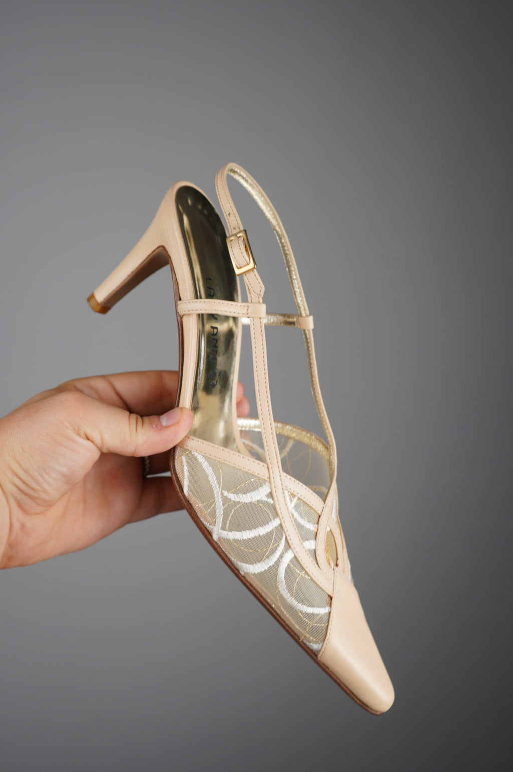 Slingback vintage in vera pelle