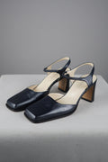 Tacchi punta quadra vintage in vera pelle n 35