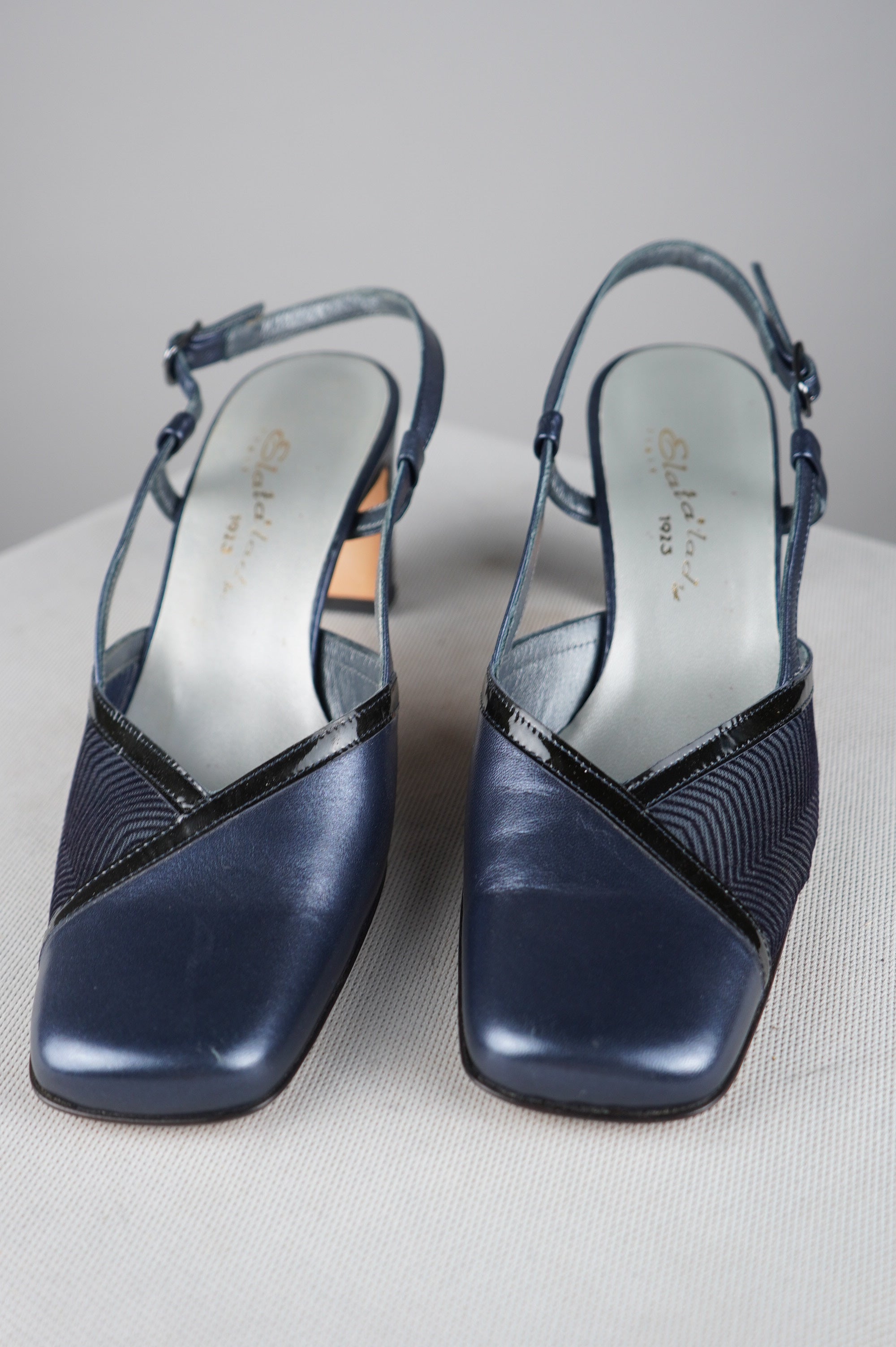 Slingback vintage in vera pelle