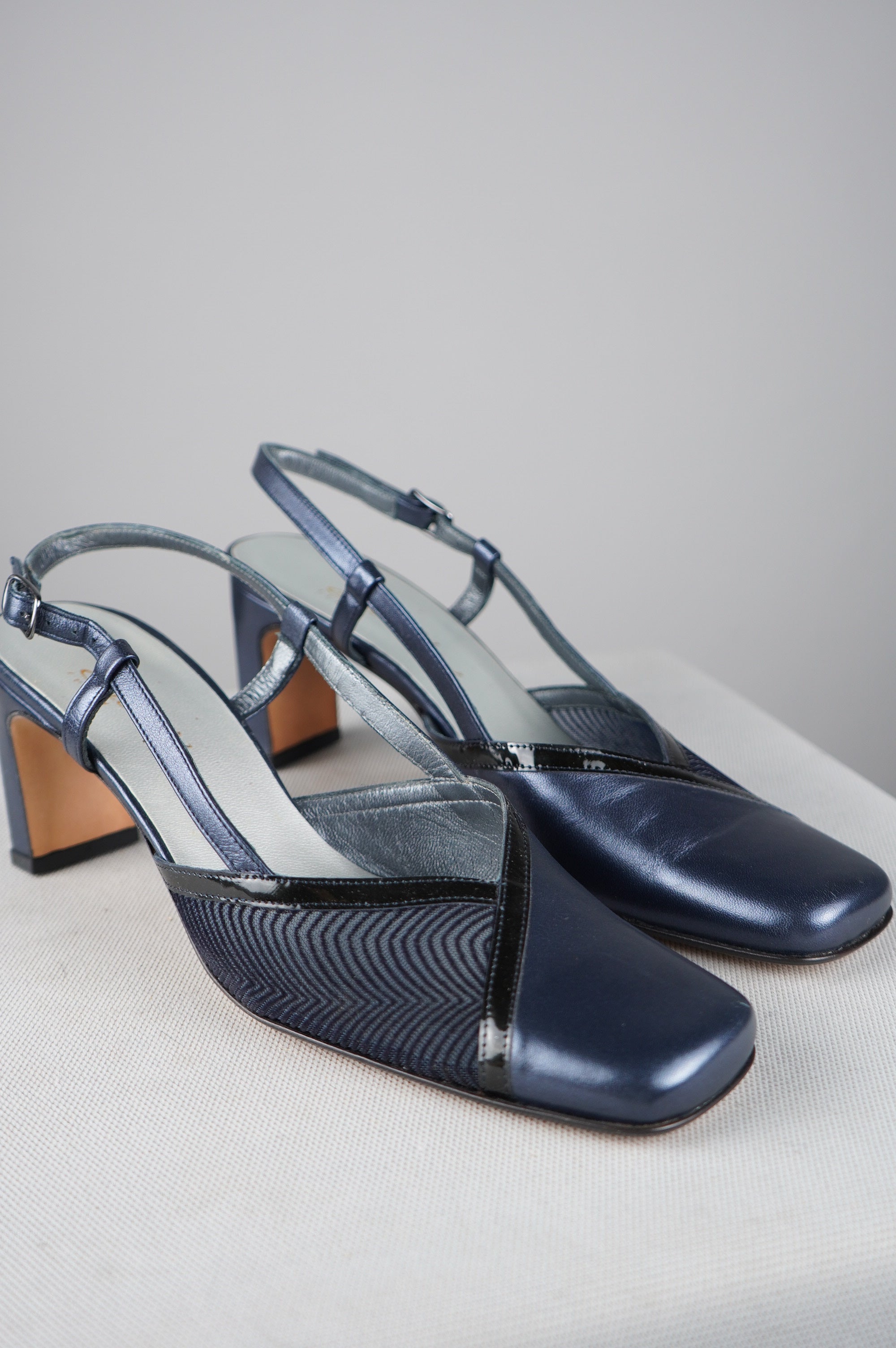Slingback vintage in vera pelle
