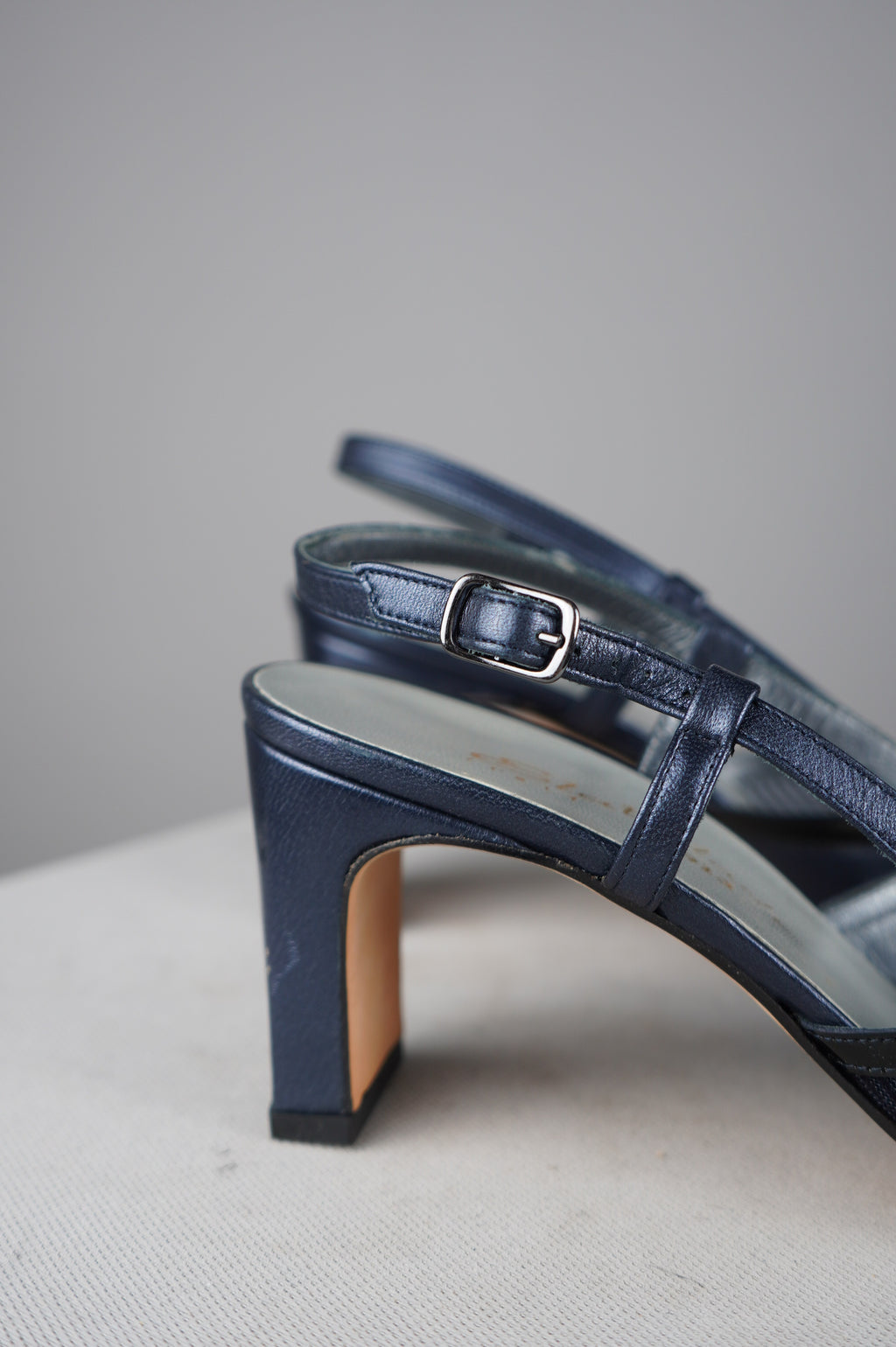 Slingback vintage in vera pelle